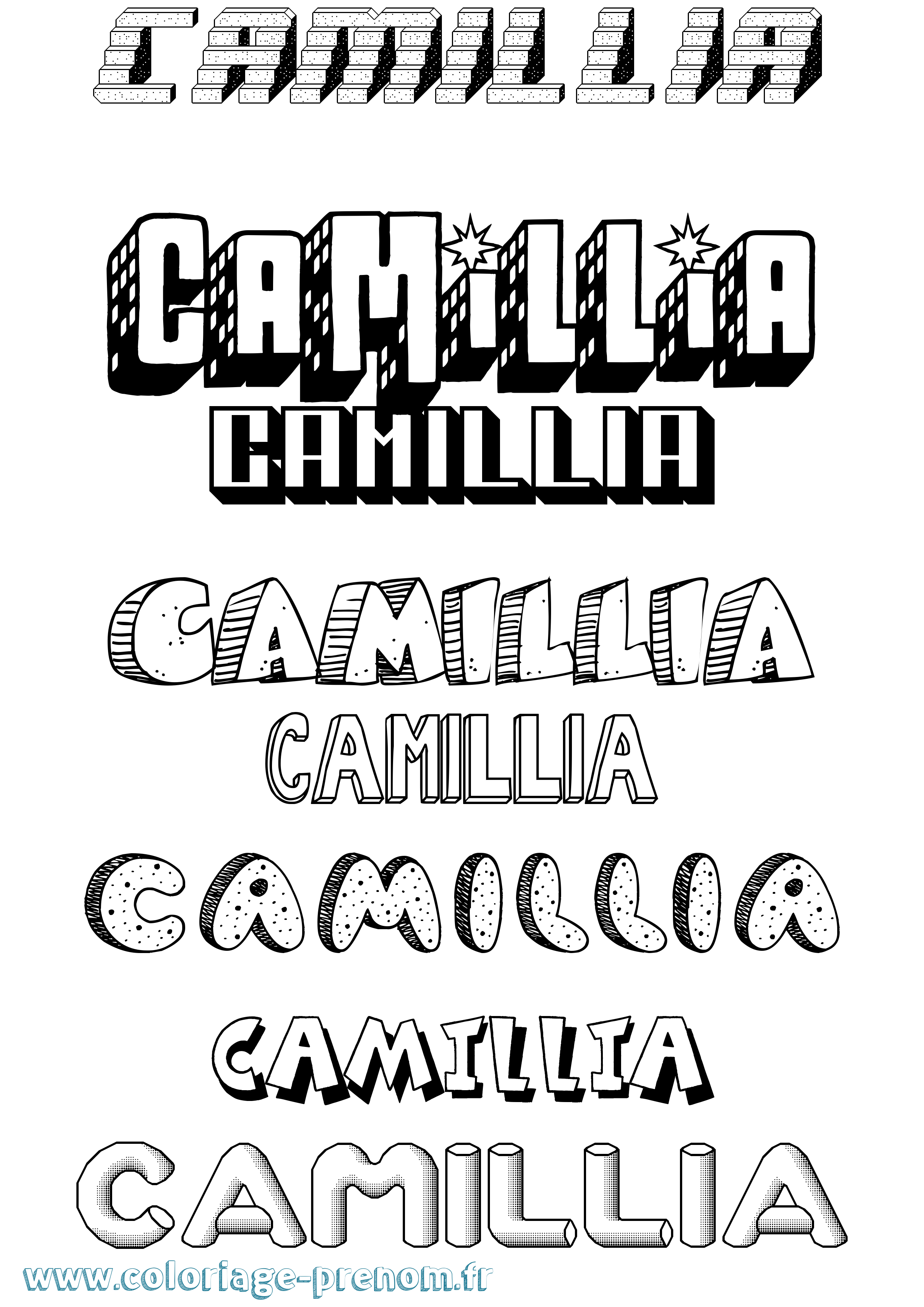 Coloriage prénom Camillia Effet 3D