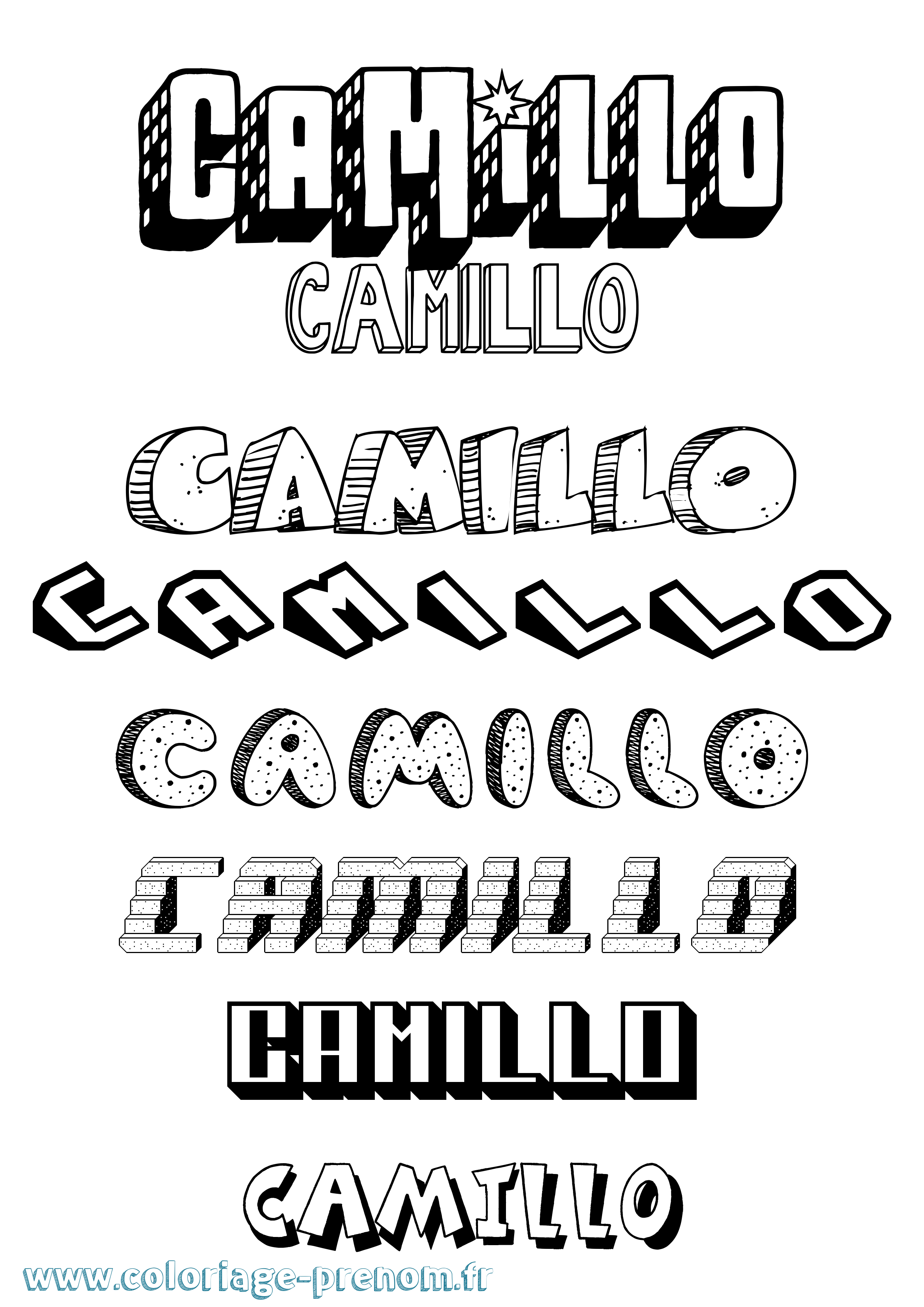 Coloriage Camillo Effet 3D Coloriage prénom Camillo Effet 3D