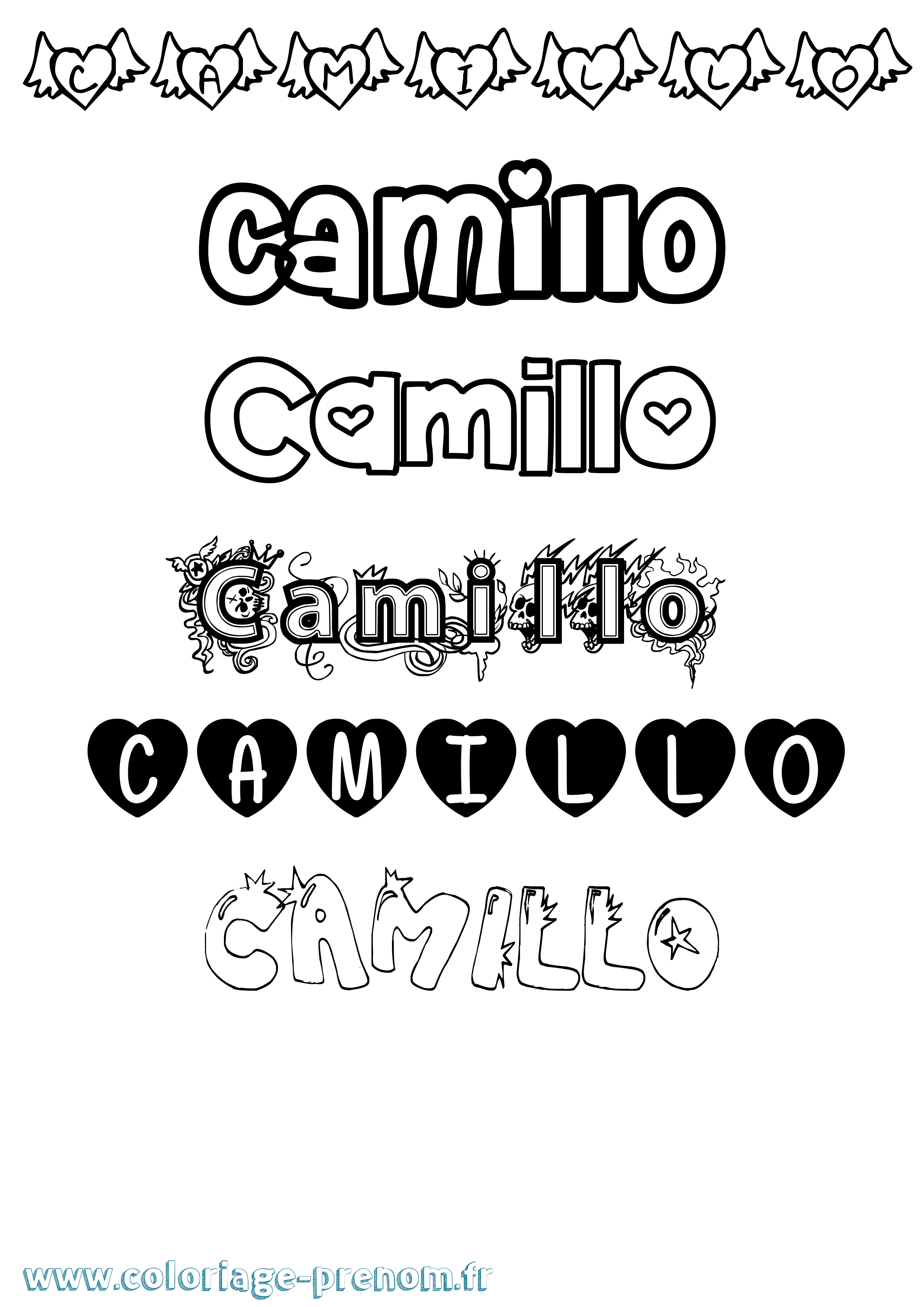 Coloriage Camillo Girly Coloriage prénom Camillo Girly