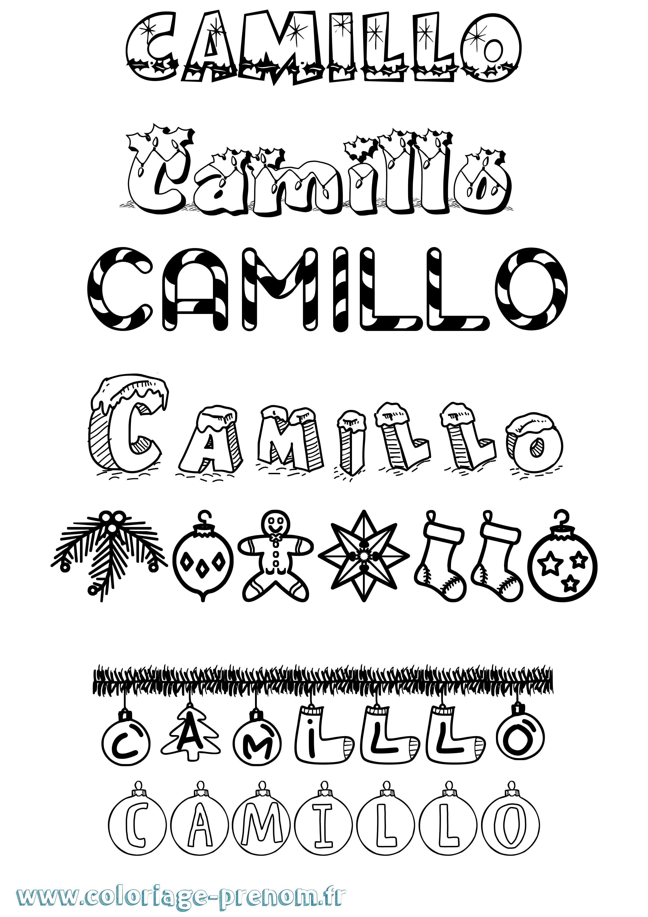 Coloriage Camillo Noël Coloriage prénom Camillo Noël