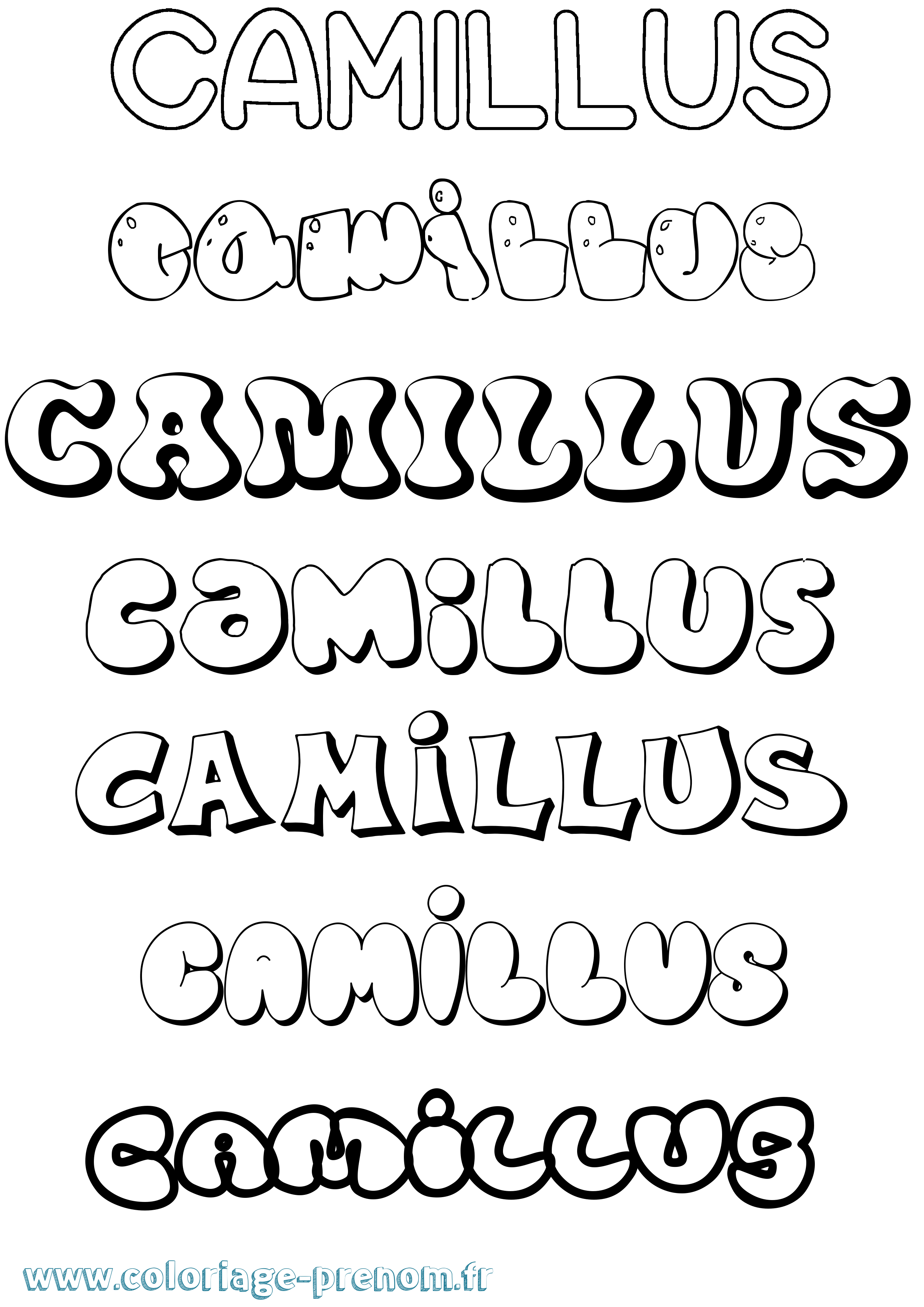 Coloriage prénom Camillus Bubble