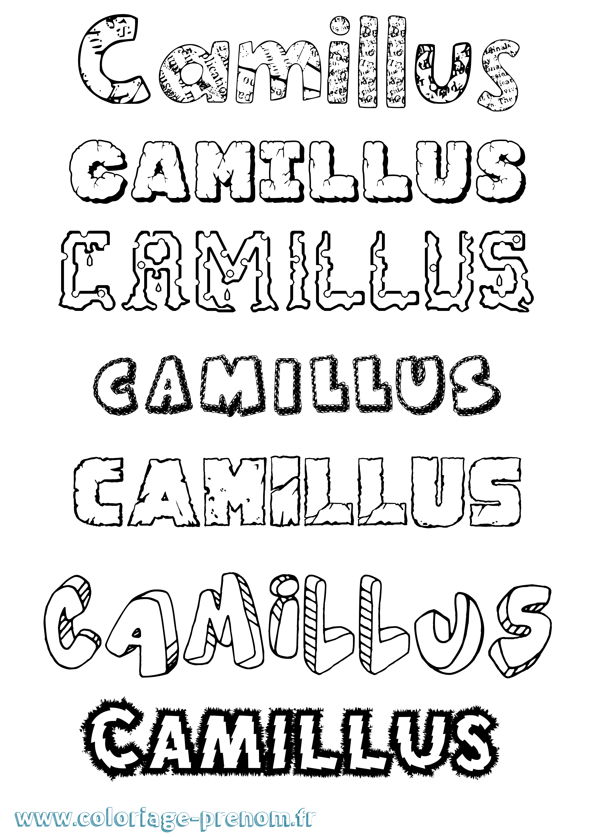 Coloriage prénom Camillus Destructuré