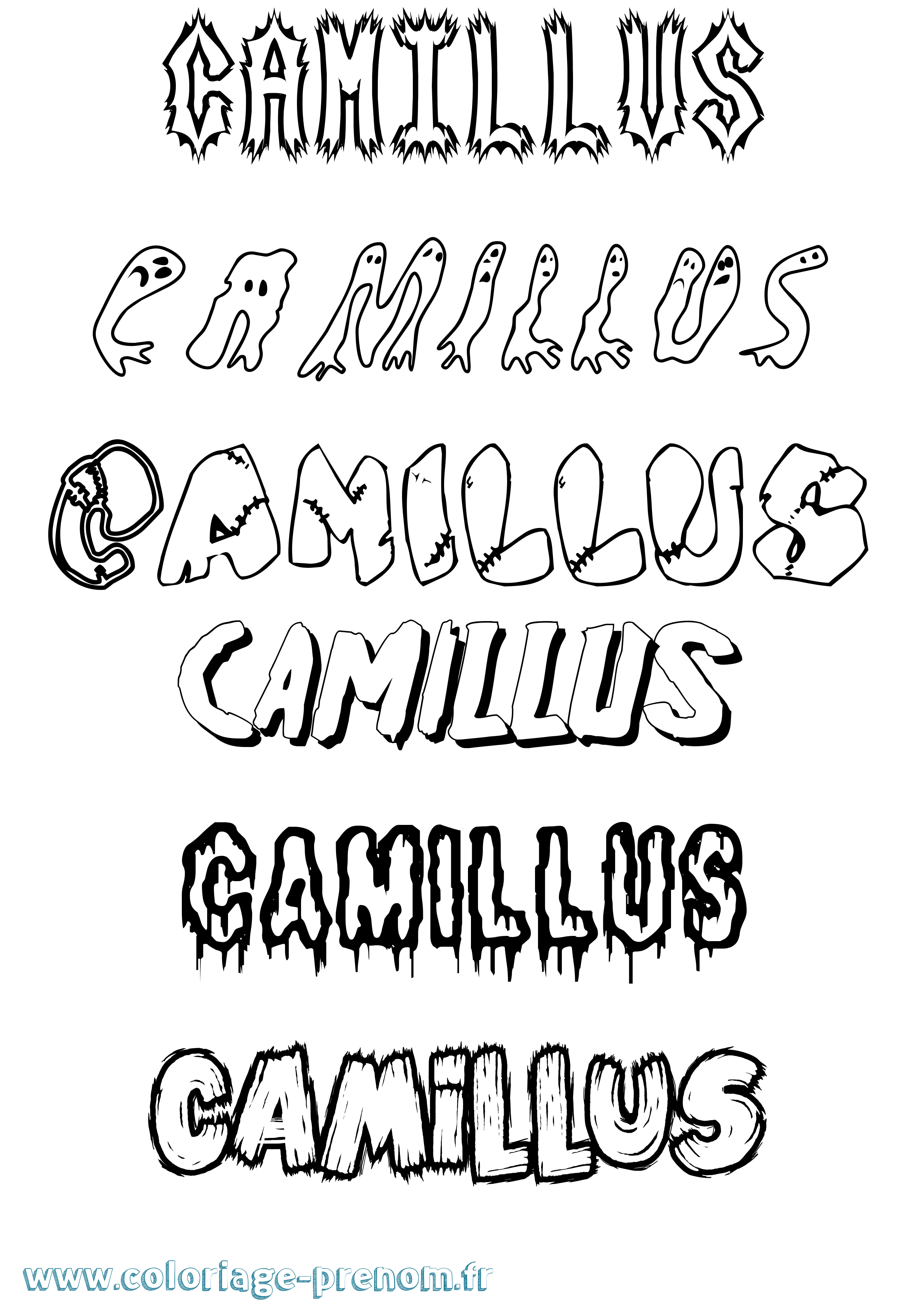 Coloriage prénom Camillus Frisson