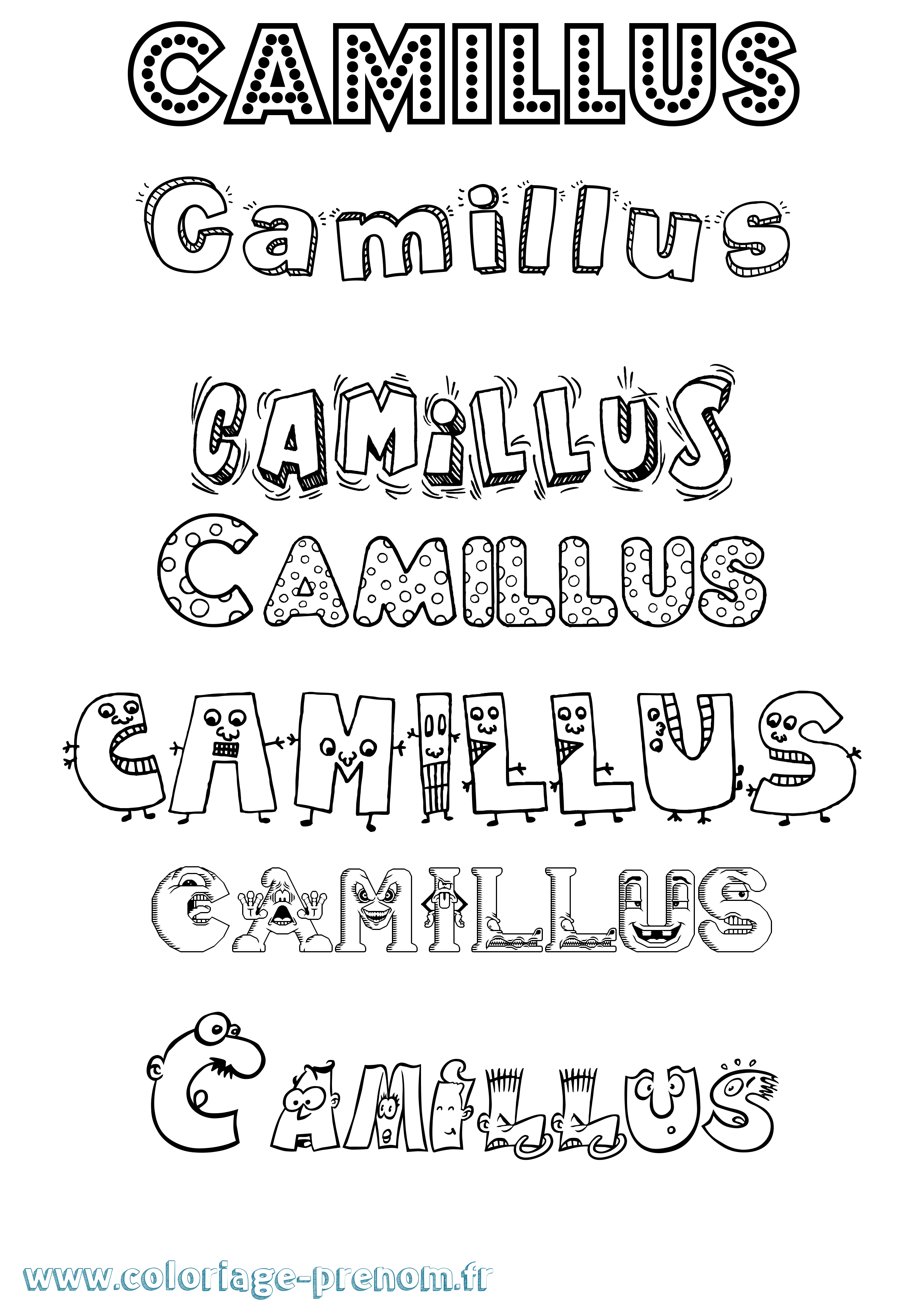Coloriage prénom Camillus Fun