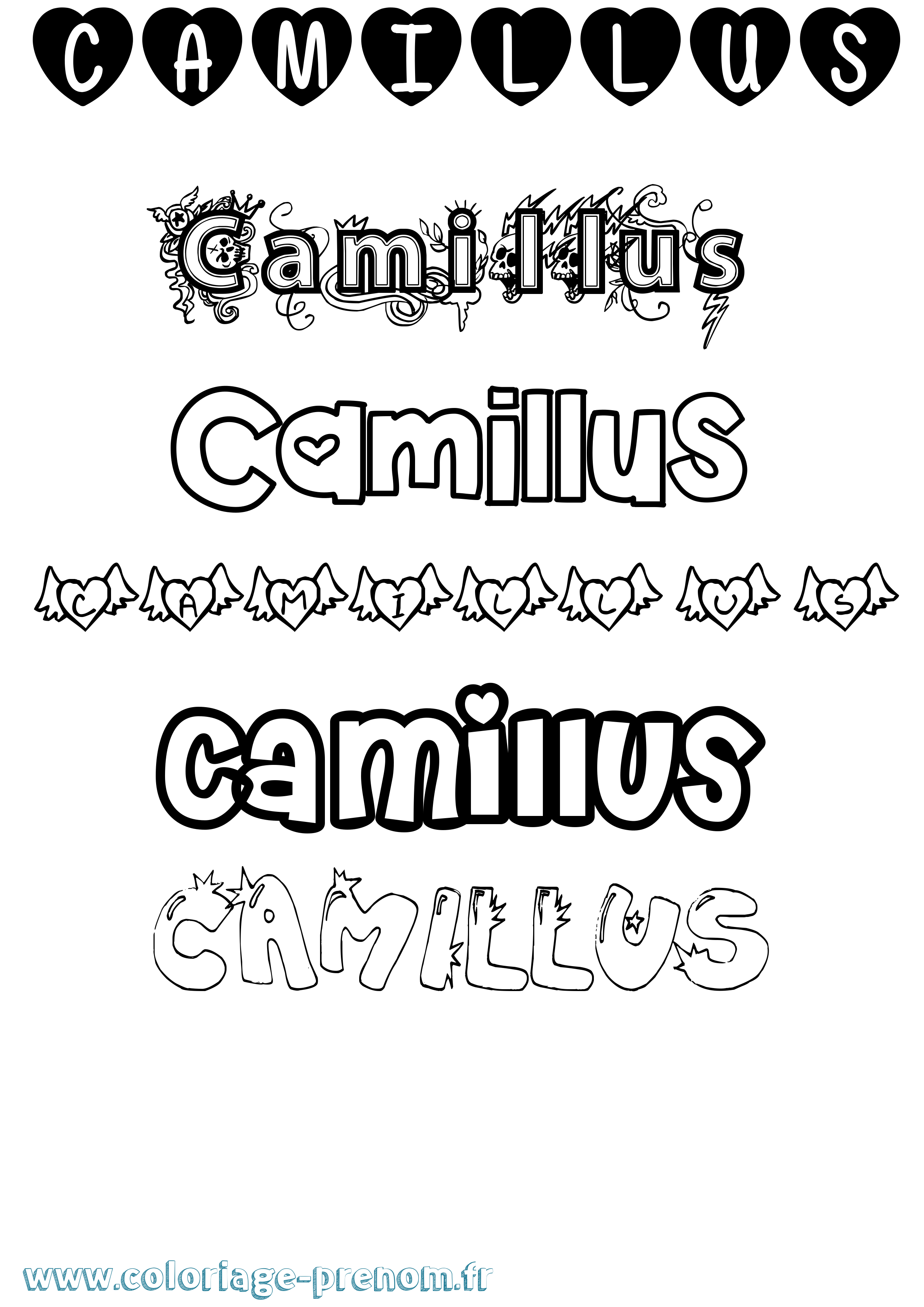 Coloriage prénom Camillus Girly