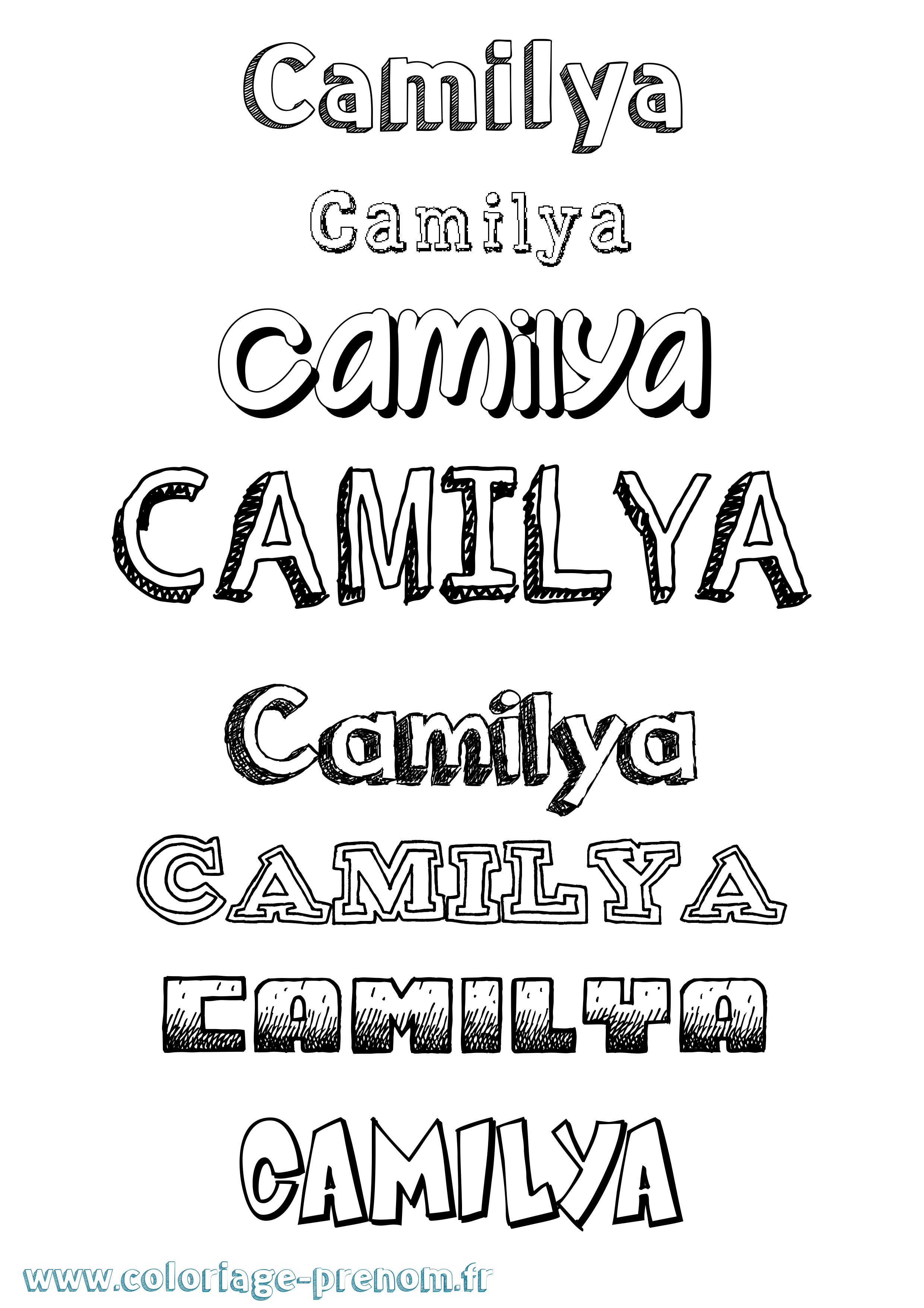 Coloriage prénom Camilya Dessiné