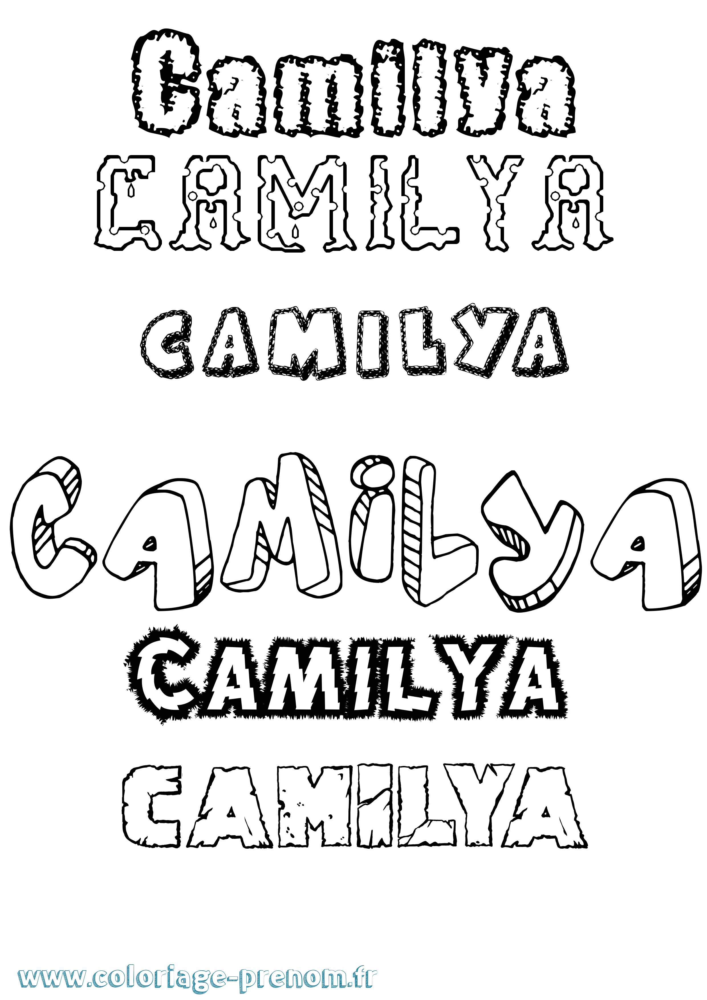 Coloriage prénom Camilya Destructuré