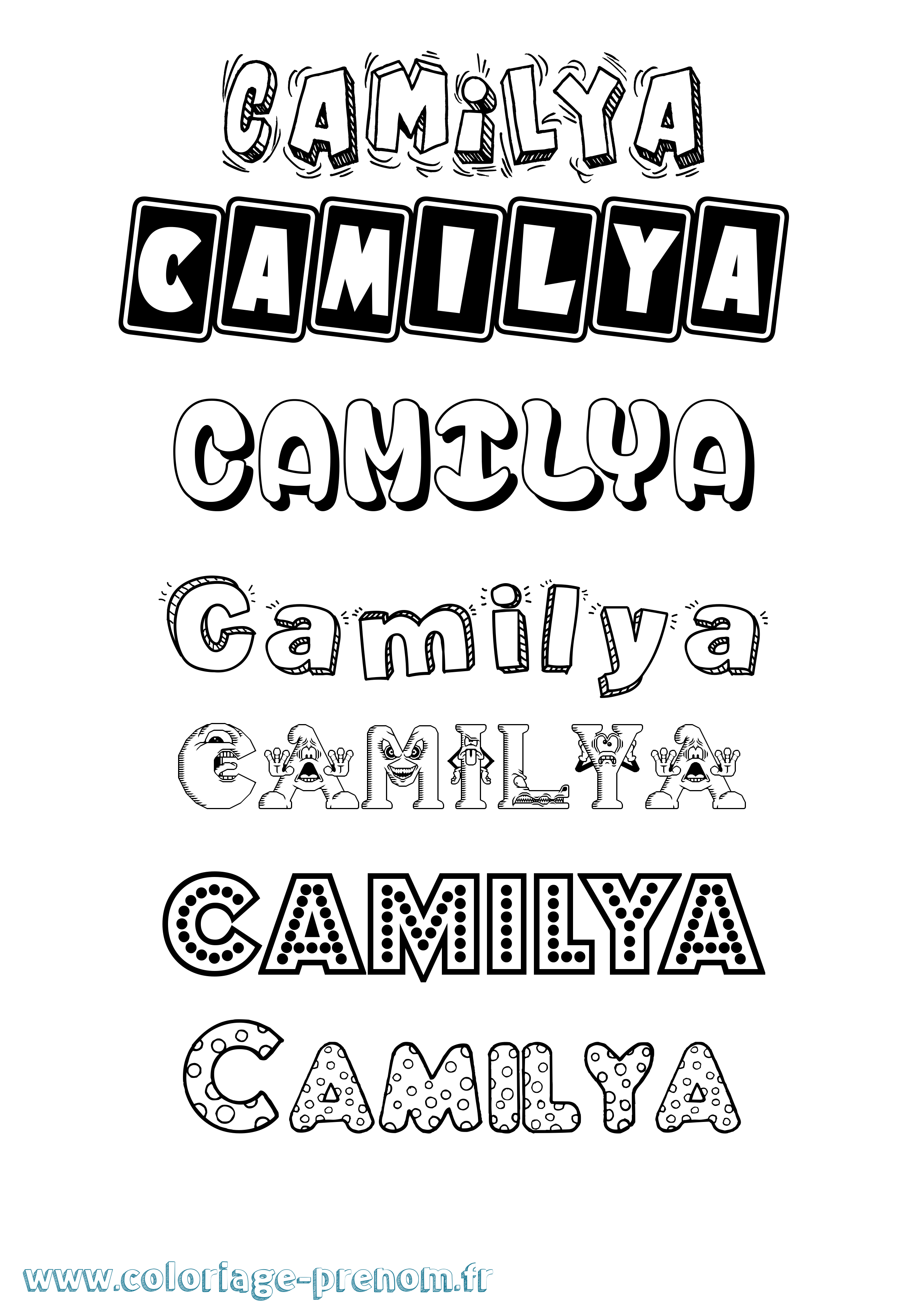 Coloriage prénom Camilya Fun