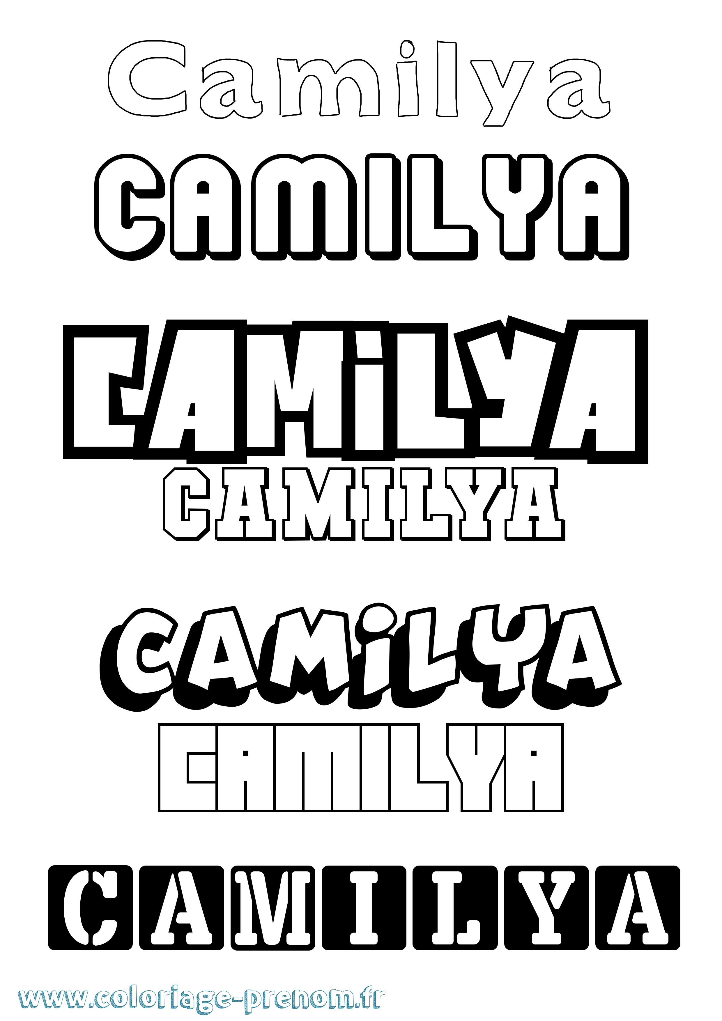 Coloriage prénom Camilya Simple