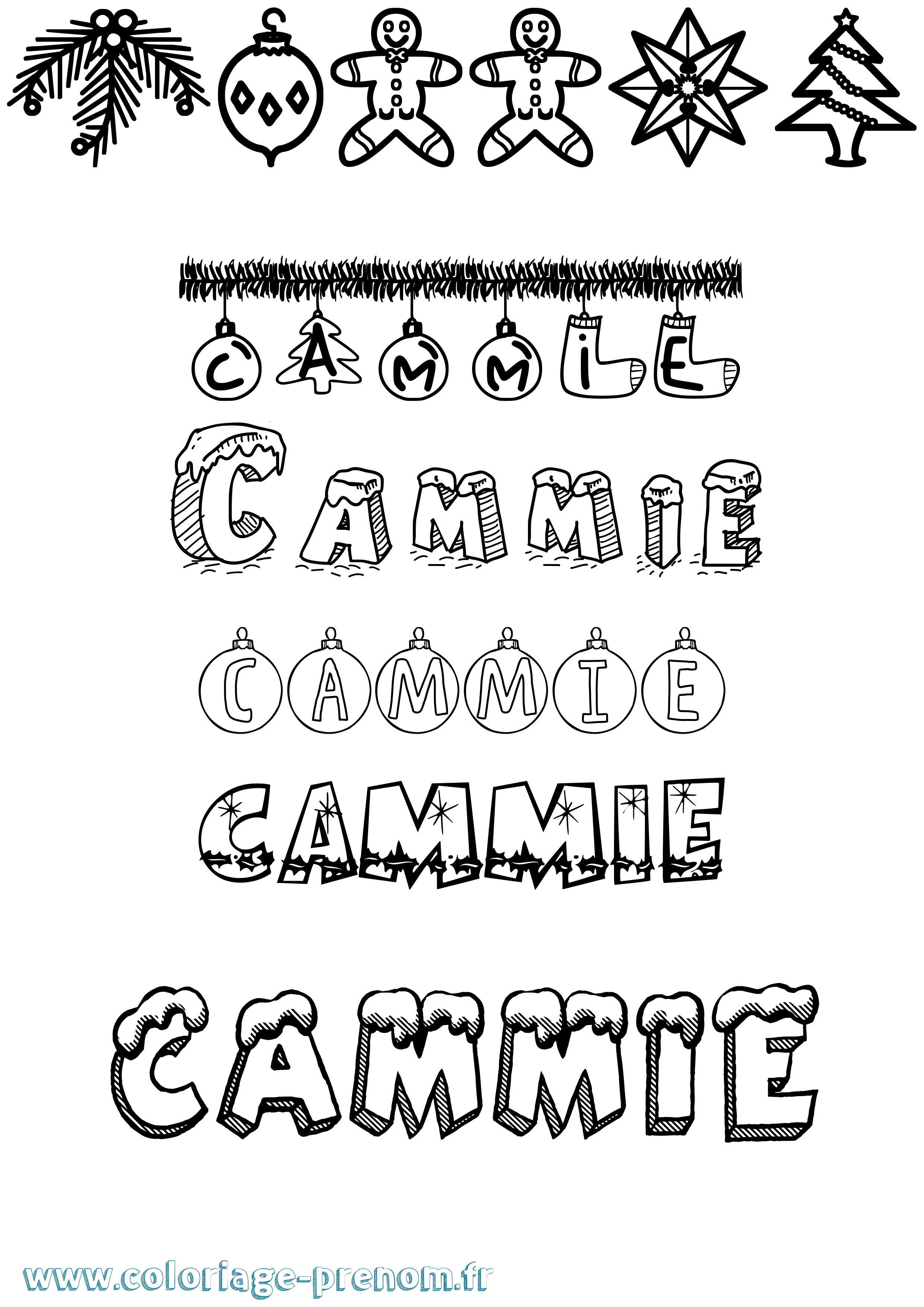 Coloriage Cammie Noël Coloriage prénom Cammie Noël