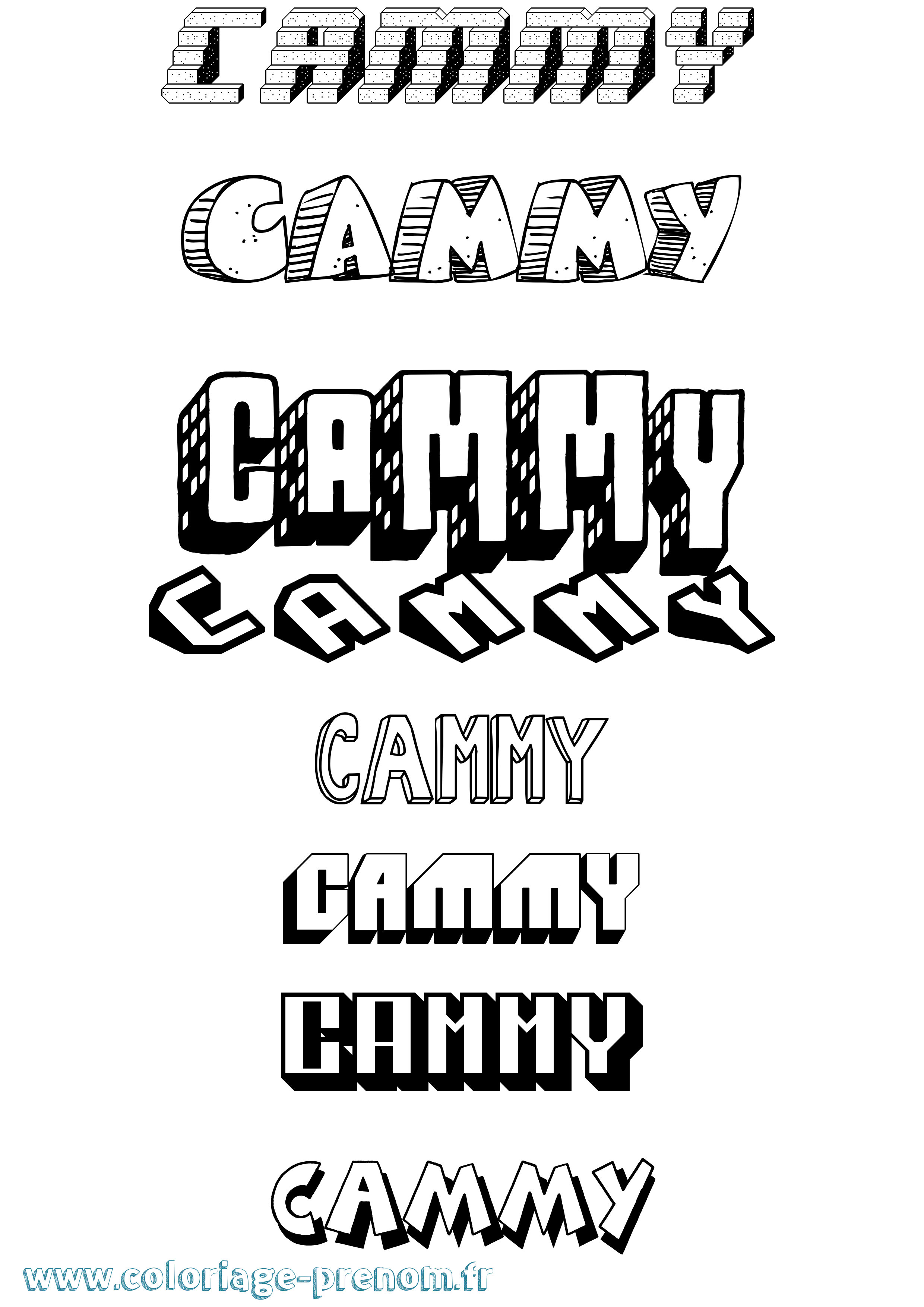 Coloriage prénom Cammy Effet 3D