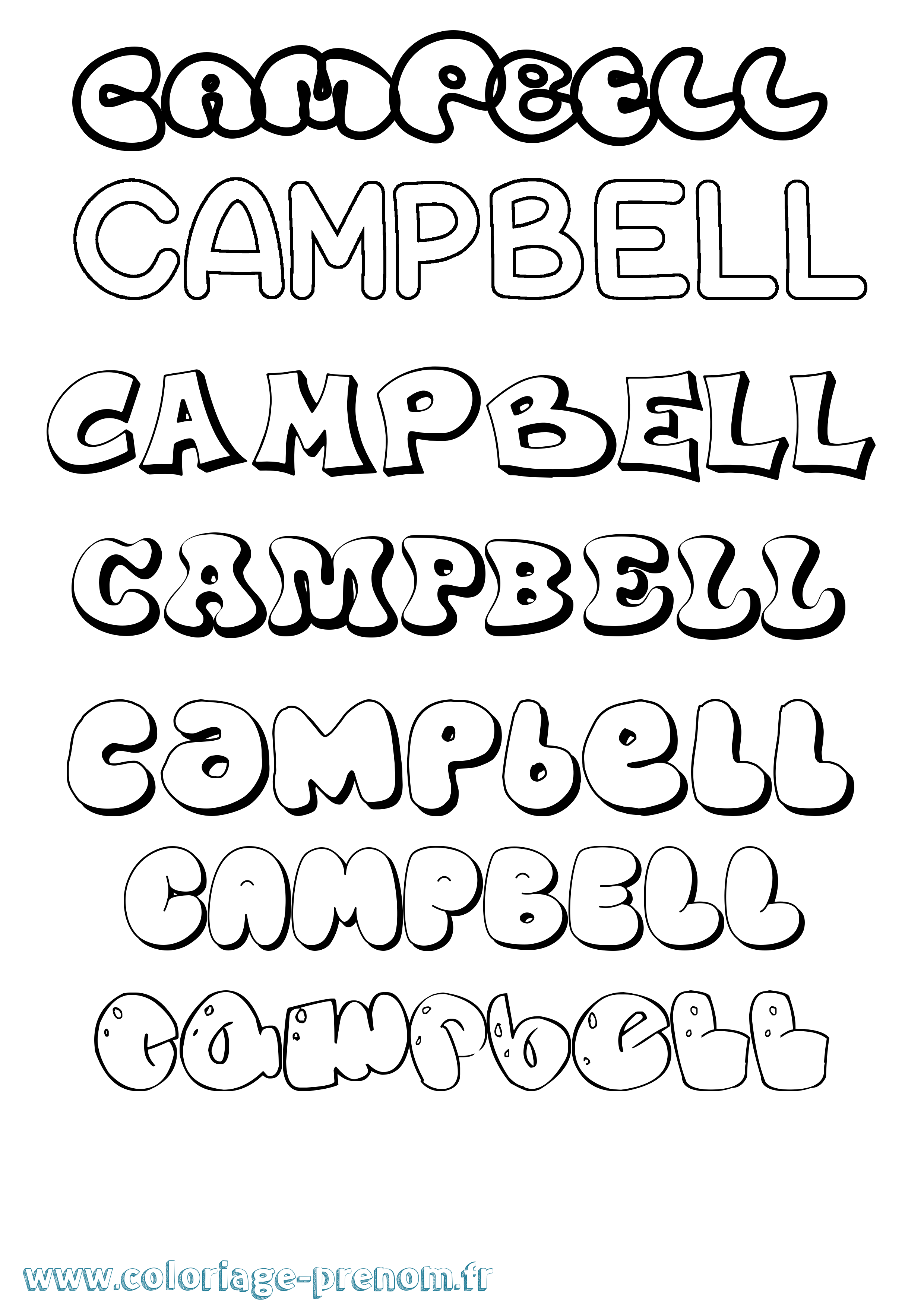Coloriage Campbell Bubble Coloriage prénom Campbell Bubble