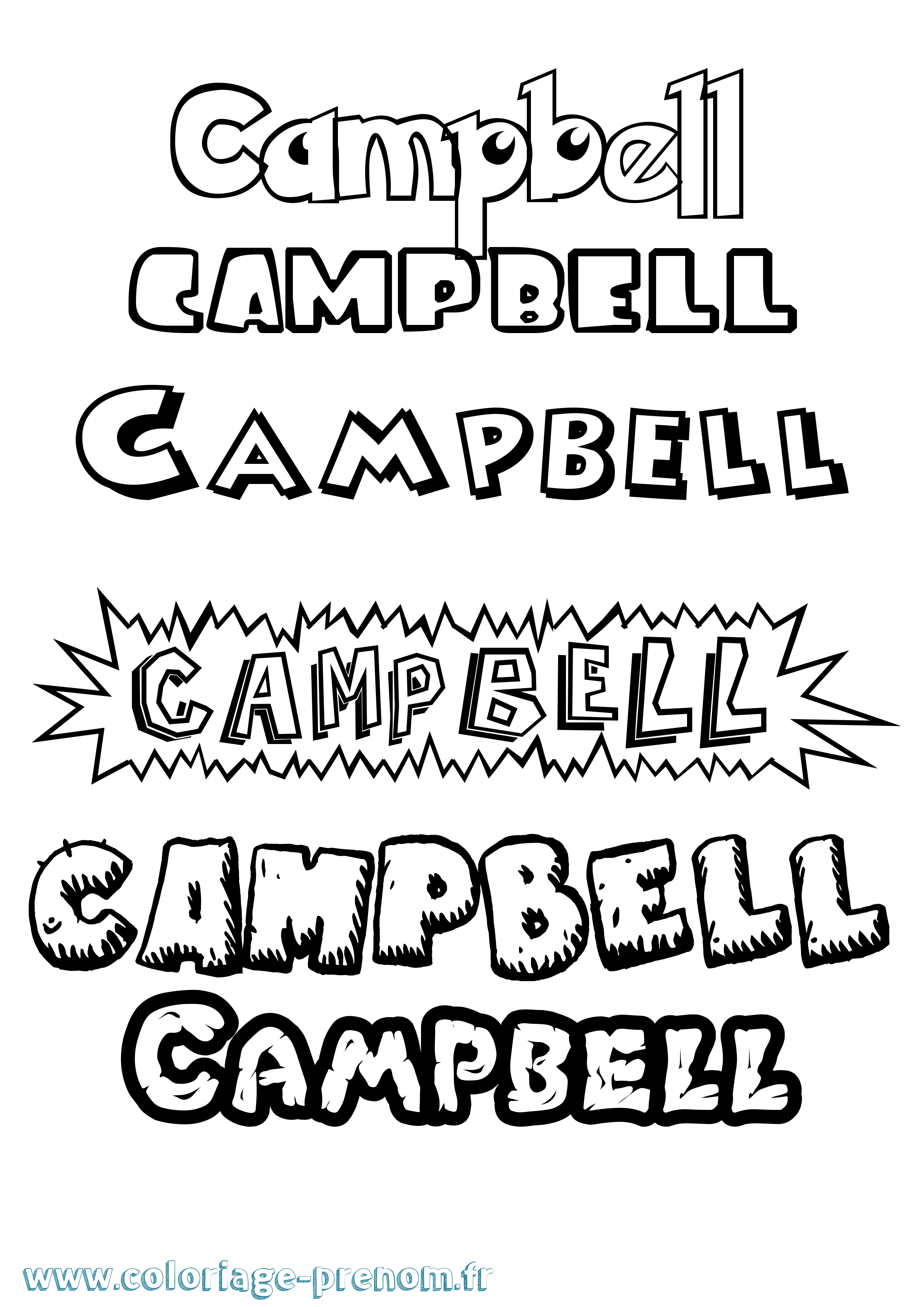 Coloriage Campbell Dessin Animé Coloriage prénom Campbell Dessin Animé