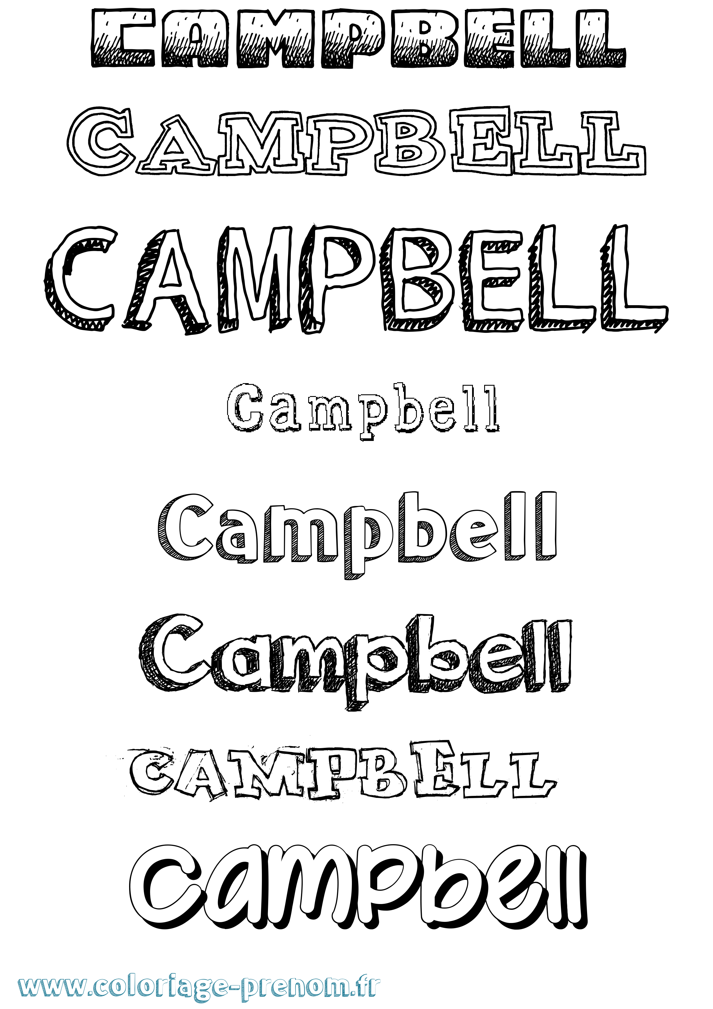 Coloriage Campbell Dessiné Coloriage prénom Campbell Dessiné