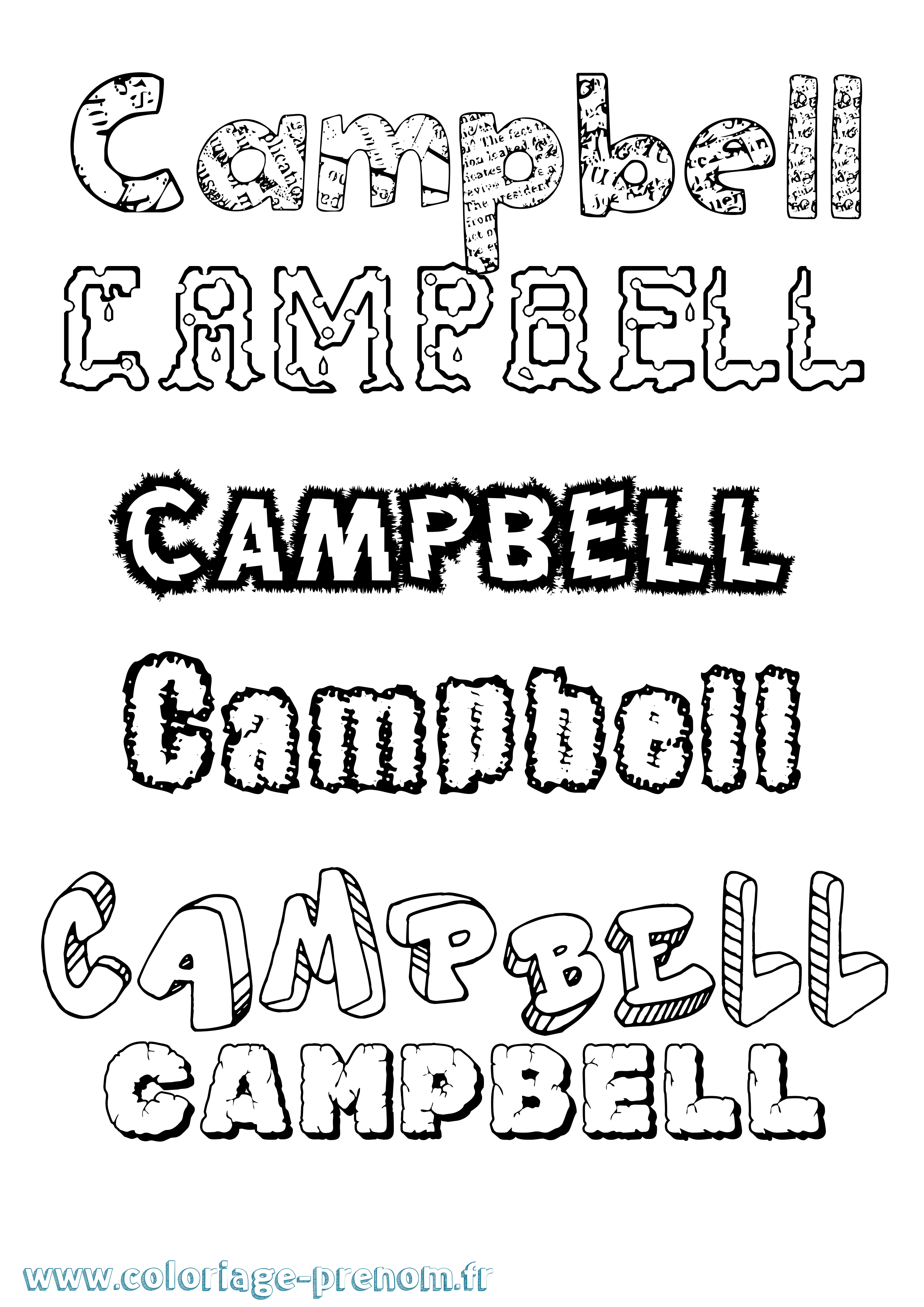 Coloriage Campbell Destructuré Coloriage prénom Campbell Destructuré
