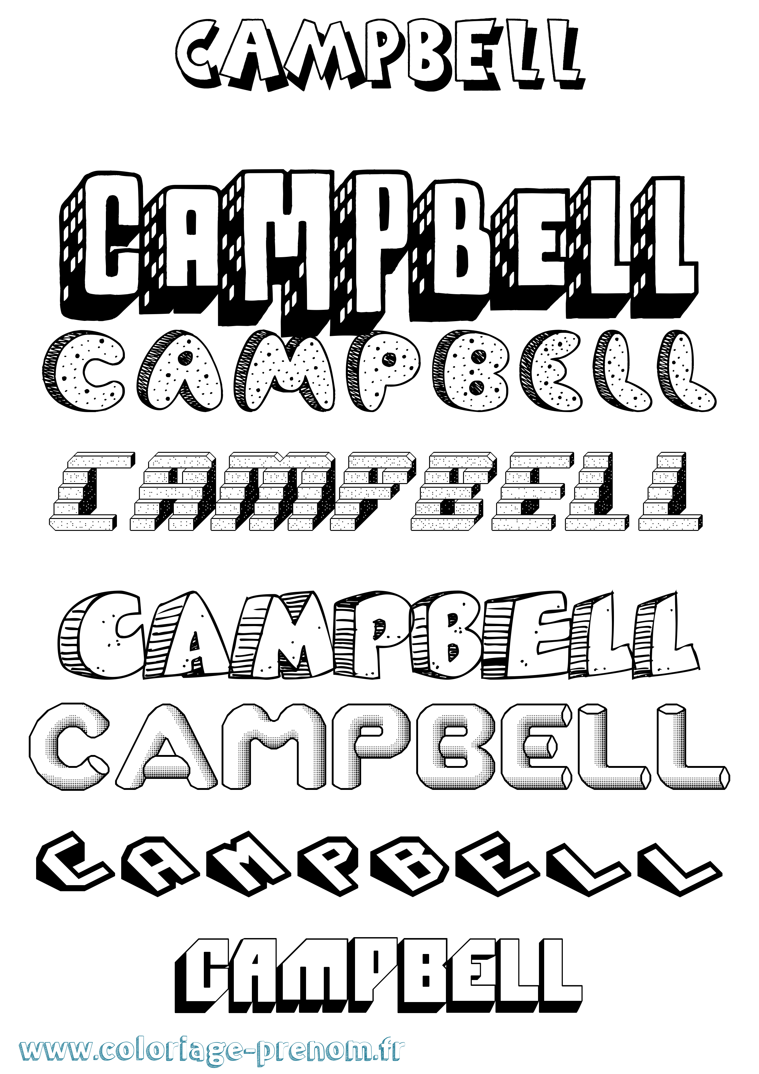 Coloriage Campbell Effet 3D Coloriage prénom Campbell Effet 3D