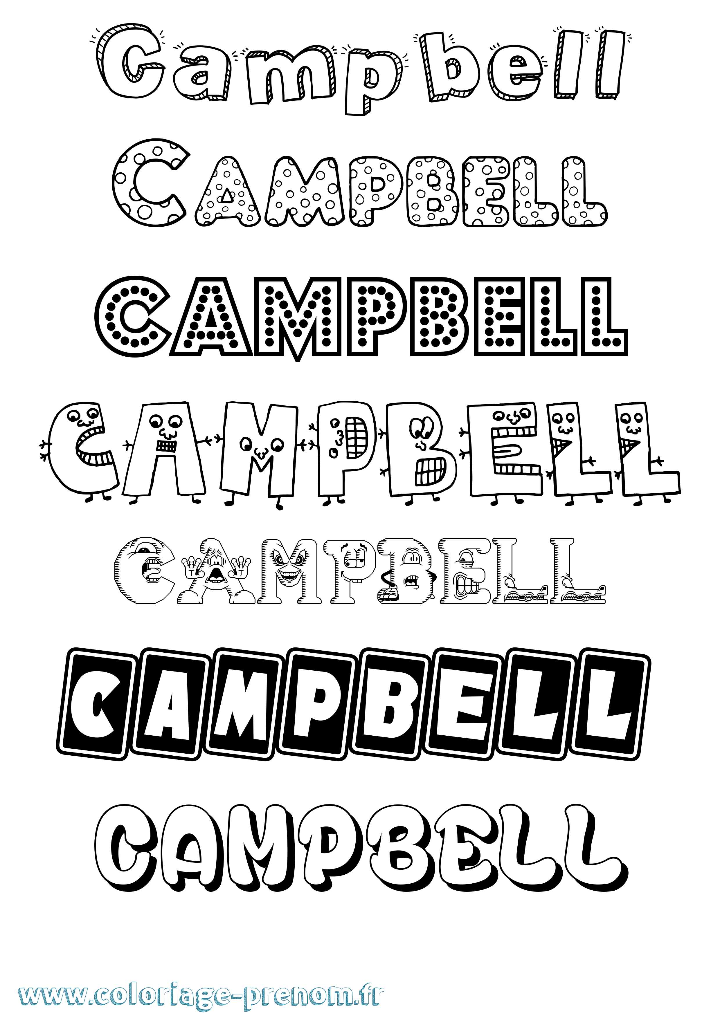 Coloriage Campbell Fun Coloriage prénom Campbell Fun
