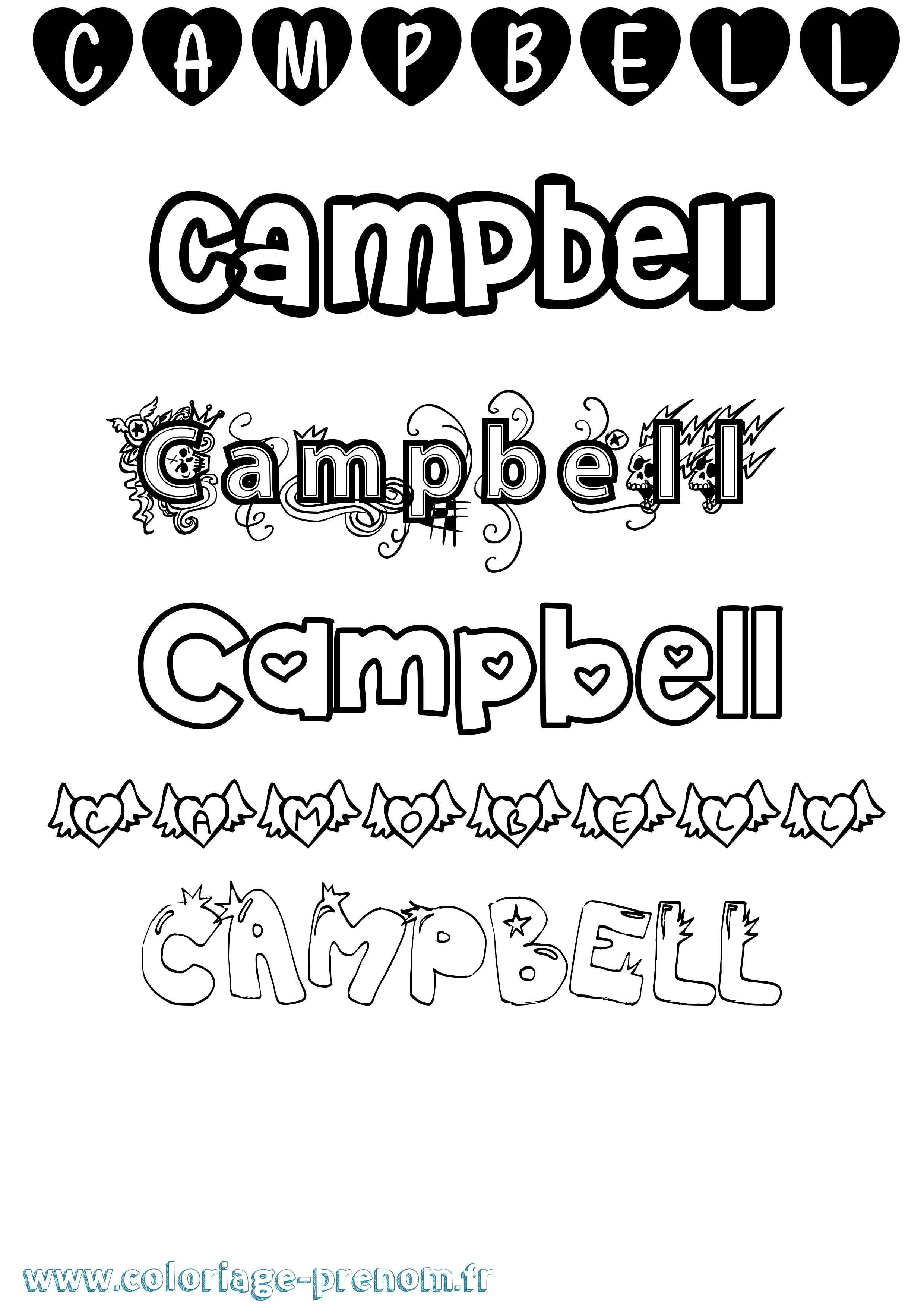 Coloriage Campbell Girly Coloriage prénom Campbell Girly