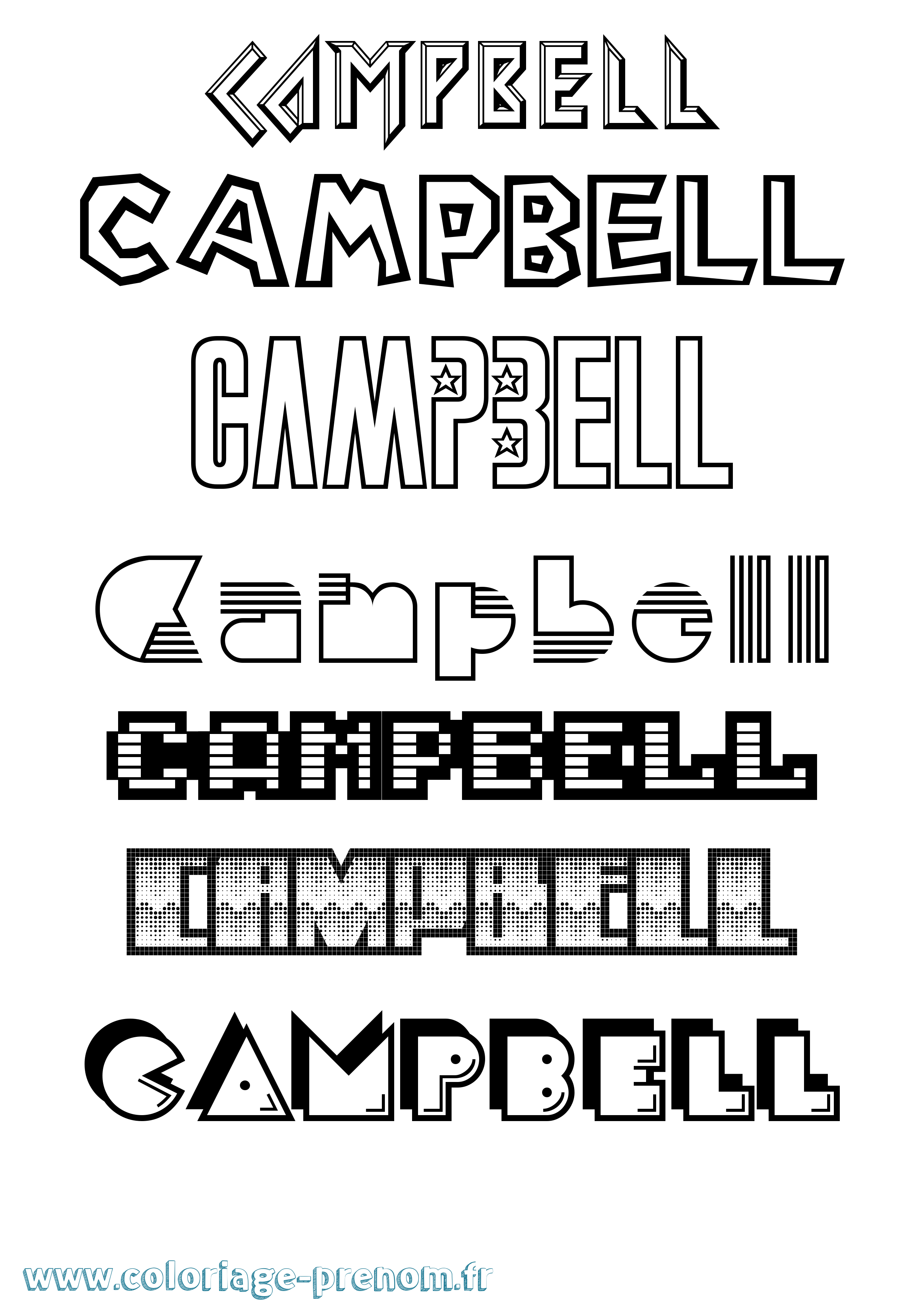 Coloriage Campbell Jeux Vidéos Coloriage prénom Campbell Jeux Vidéos