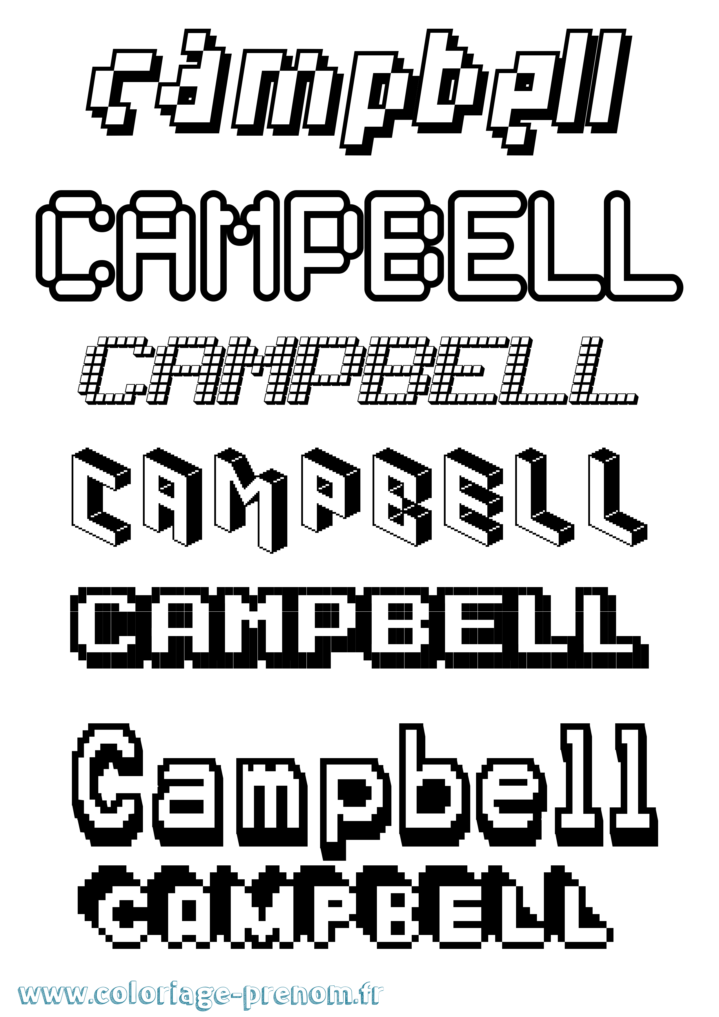 Coloriage Campbell Pixel Coloriage prénom Campbell Pixel