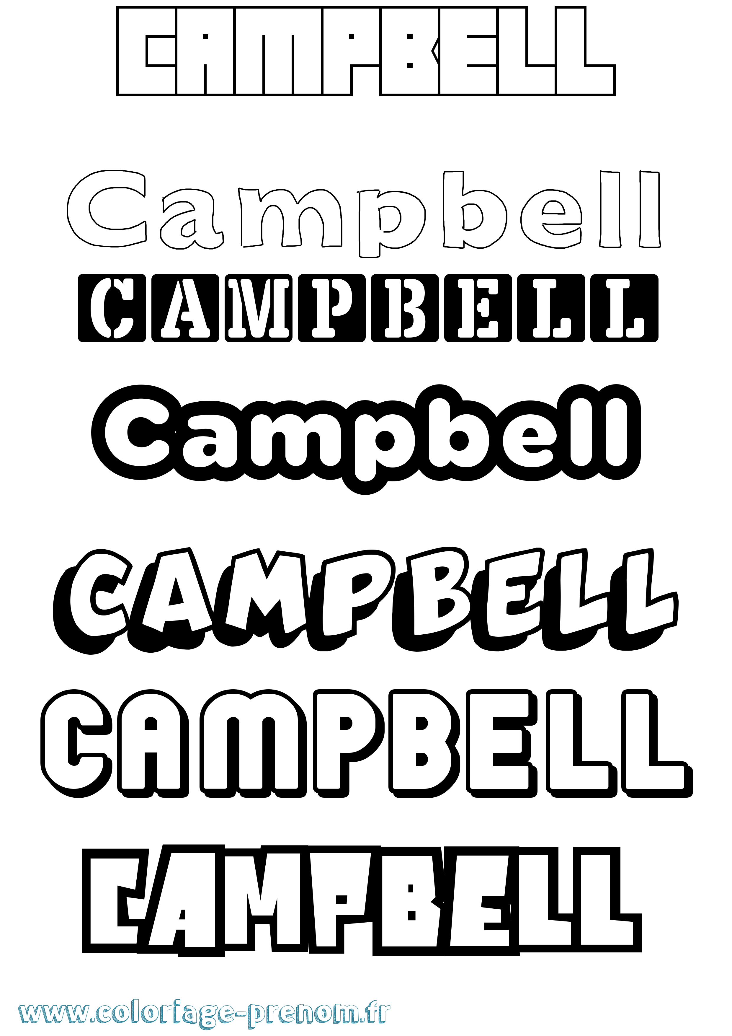 Coloriage Campbell Simple Coloriage prénom Campbell Simple