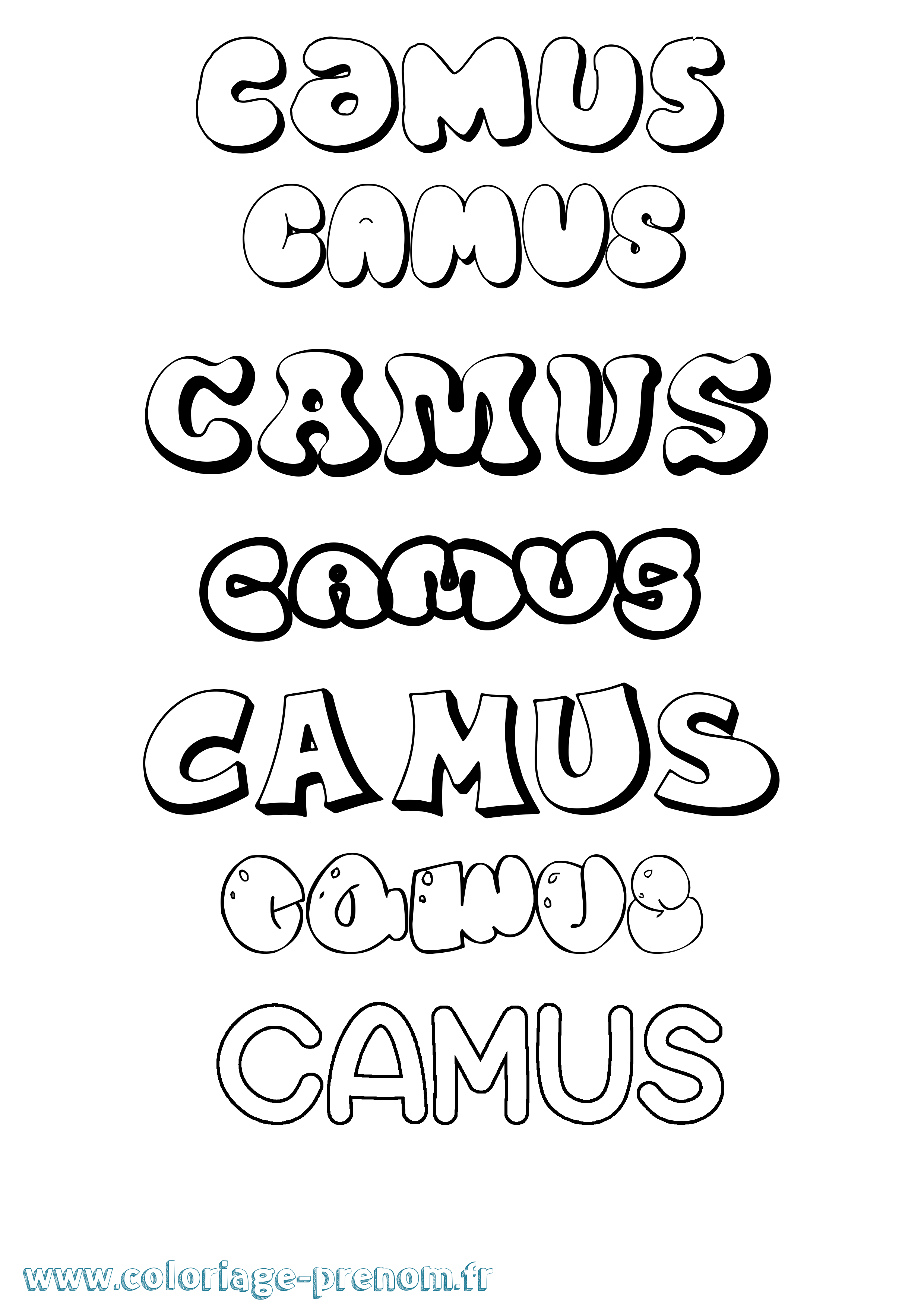 Coloriage prénom Camus Bubble
