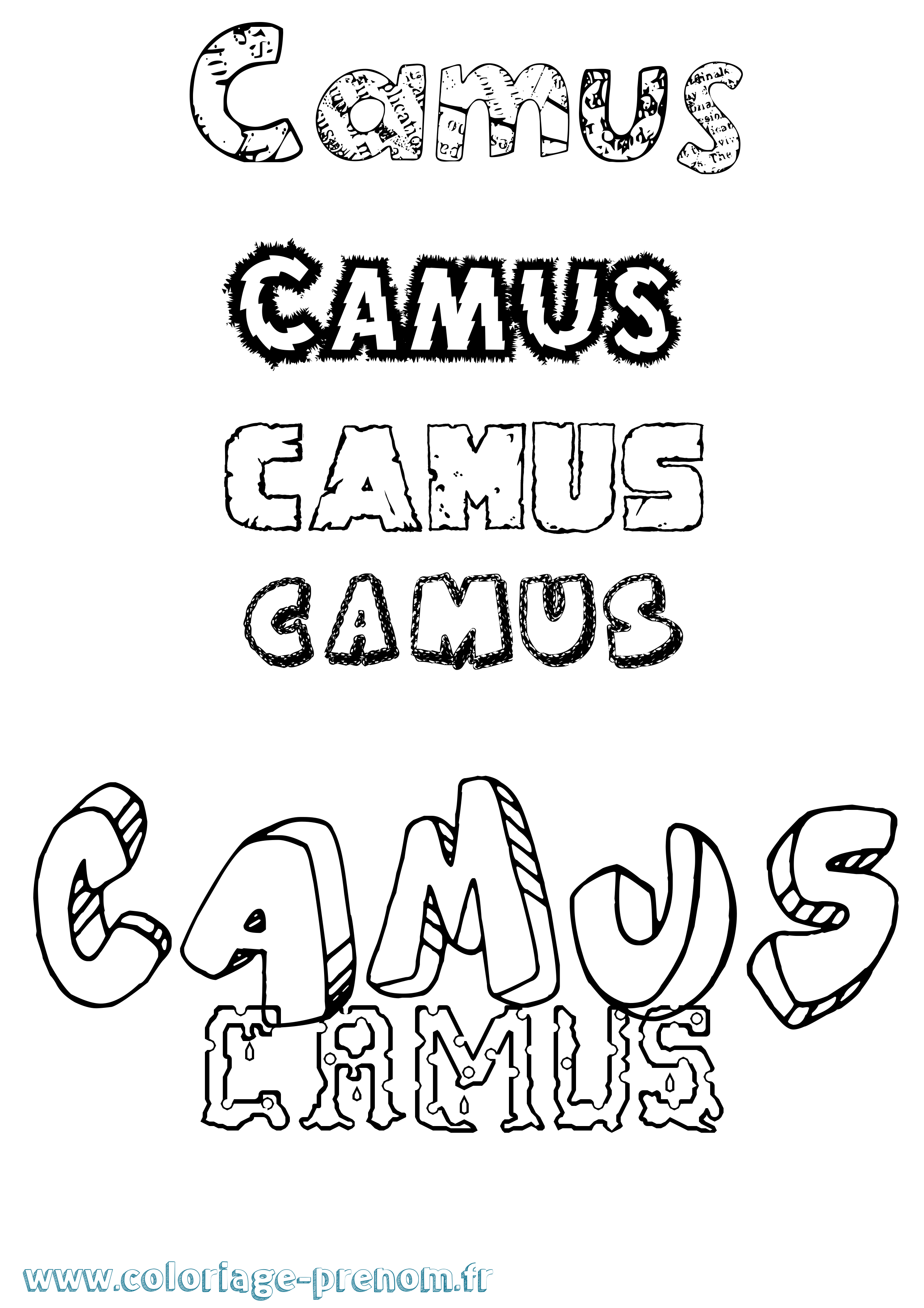 Coloriage prénom Camus Destructuré