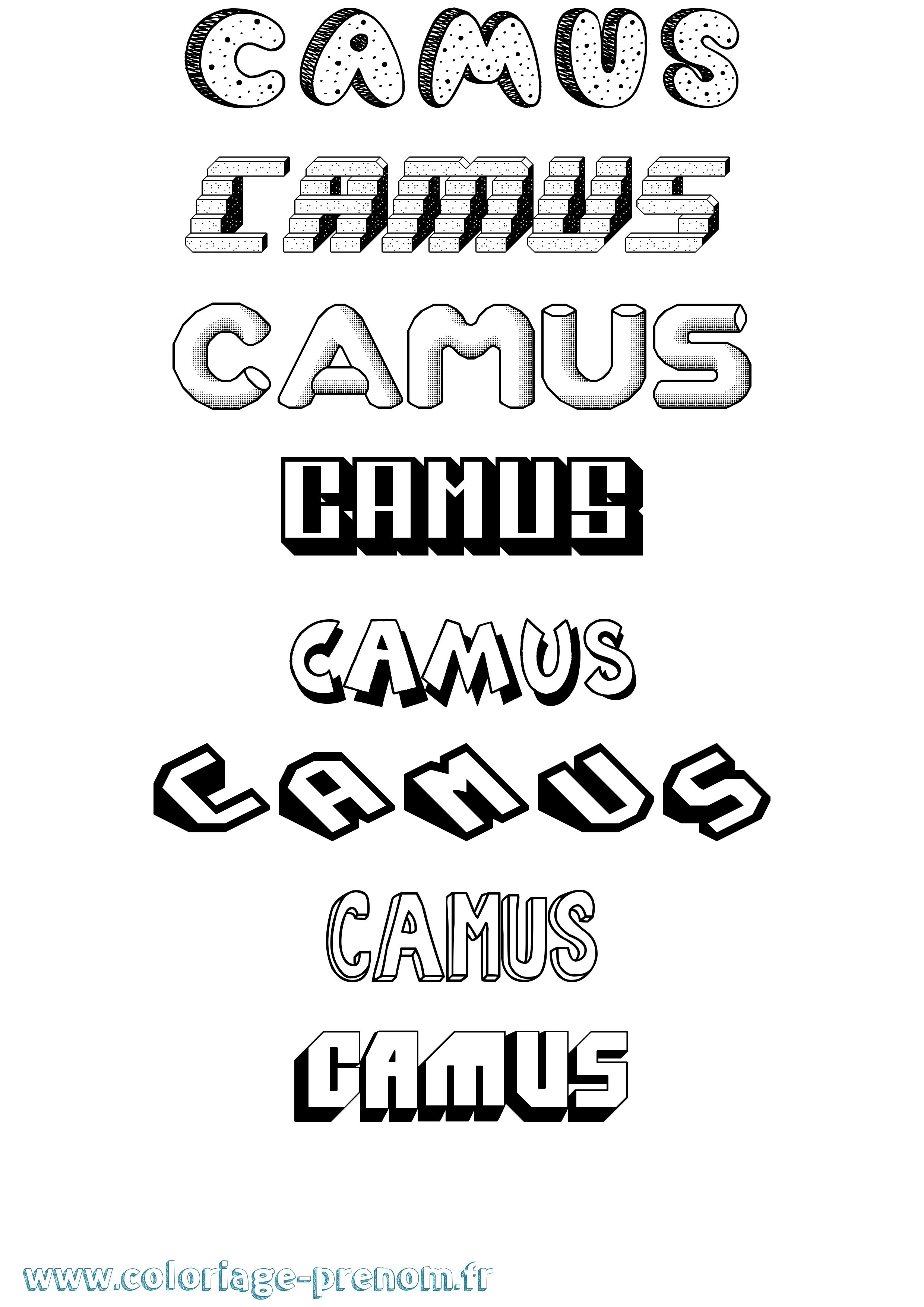 Coloriage prénom Camus Effet 3D