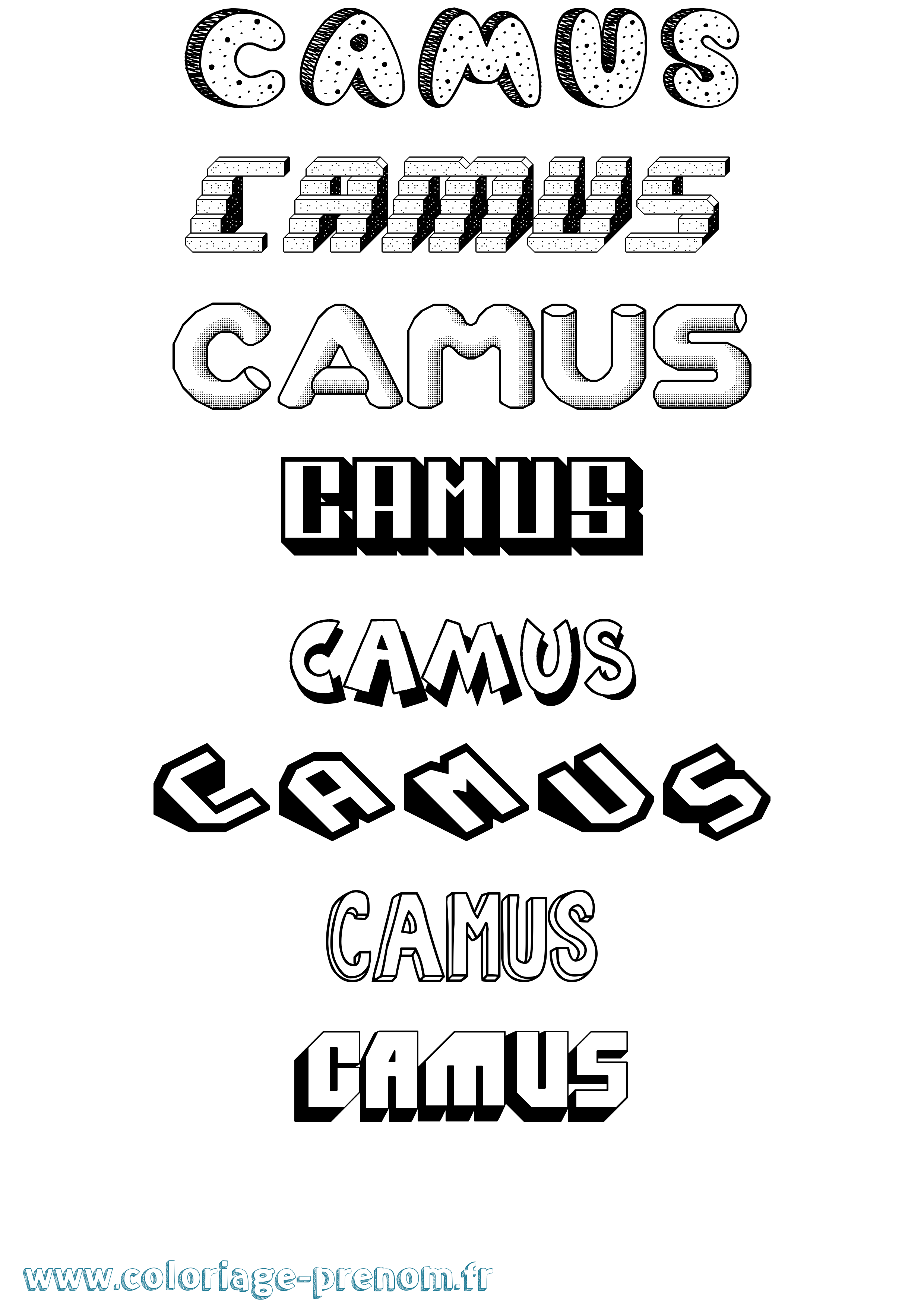 Coloriage Camus Effet 3D Coloriage prénom Camus Effet 3D
