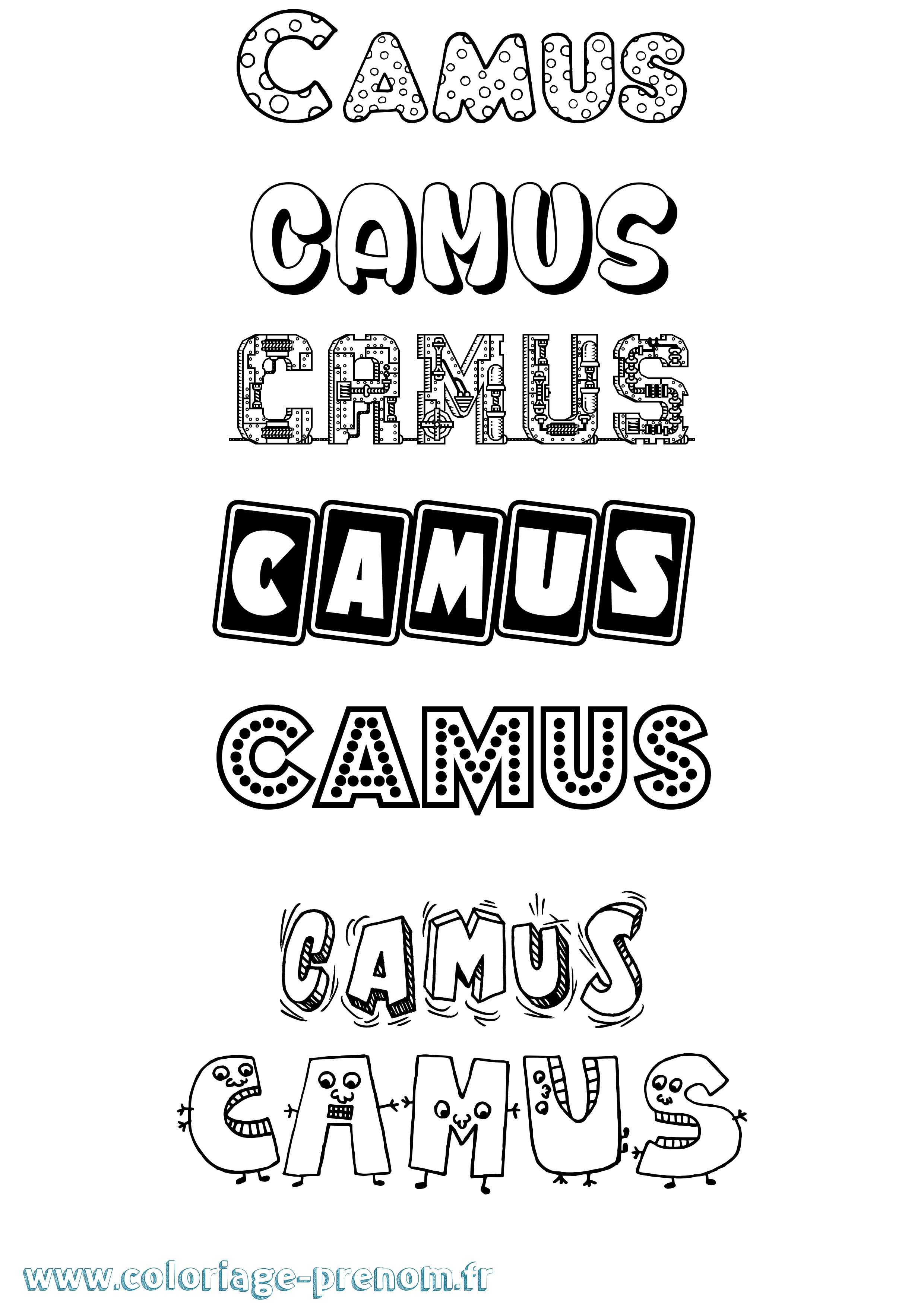 Coloriage Camus Fun Coloriage prénom Camus Fun