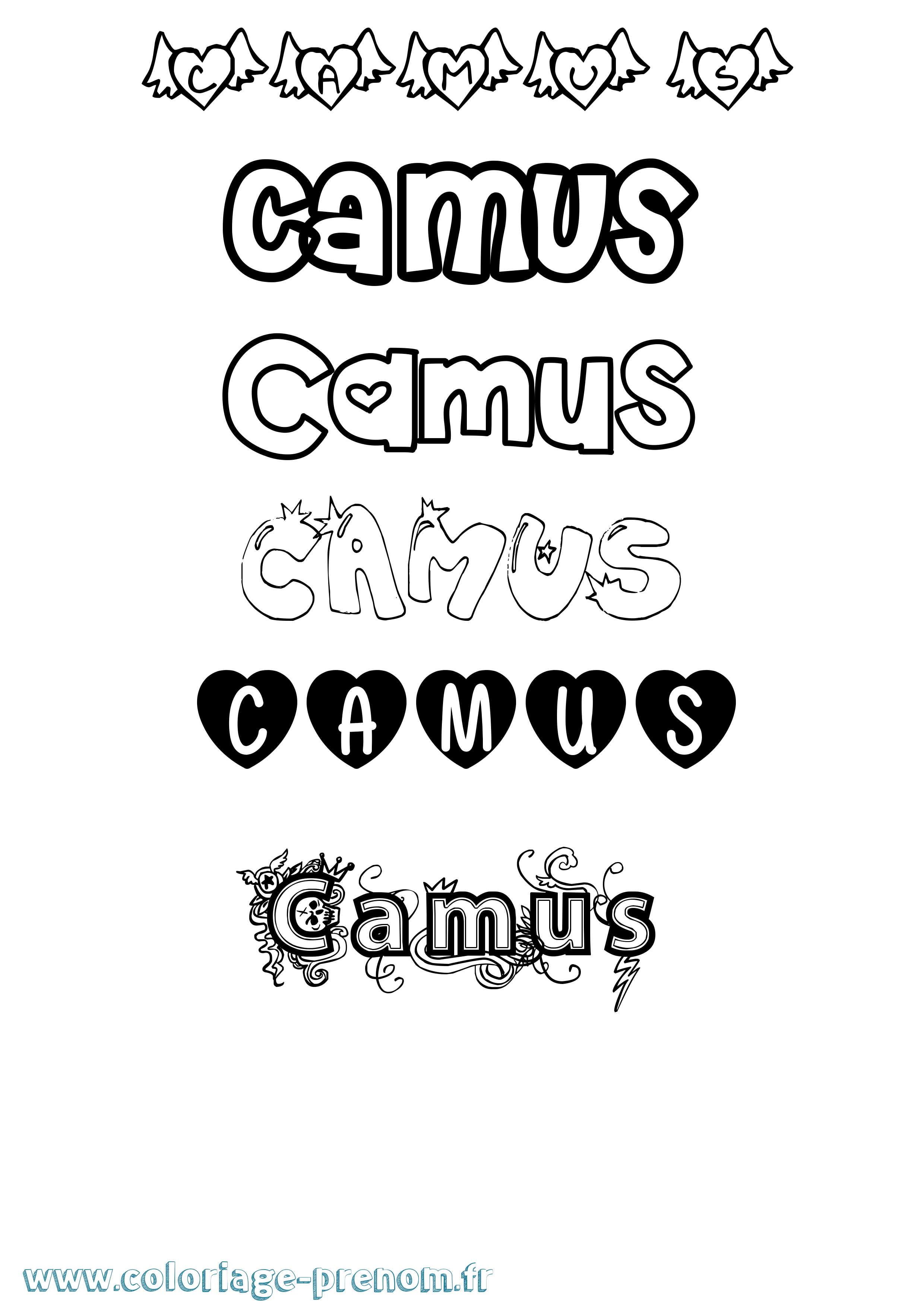 Coloriage prénom Camus Girly