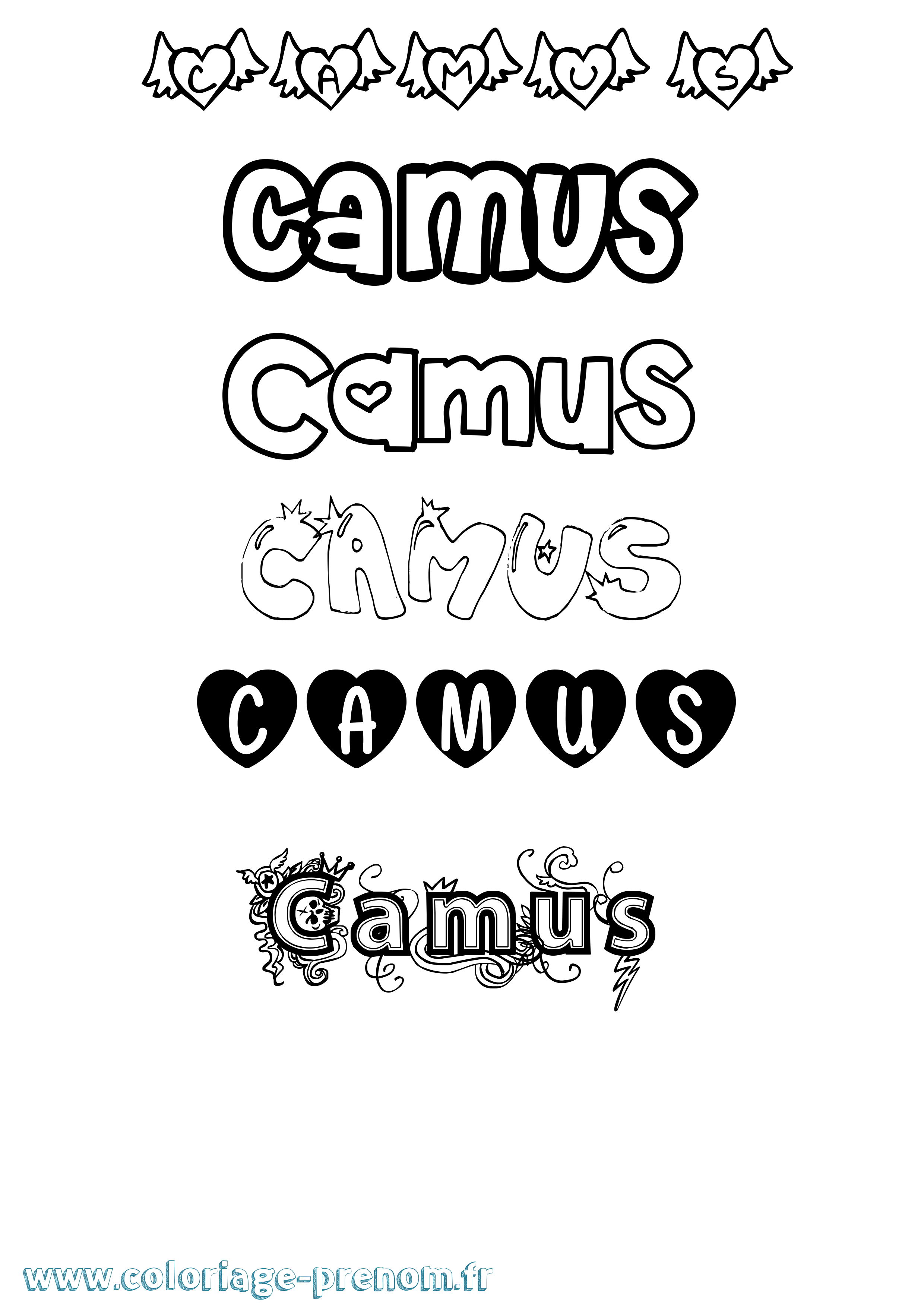 Coloriage Camus Girly Coloriage prénom Camus Girly