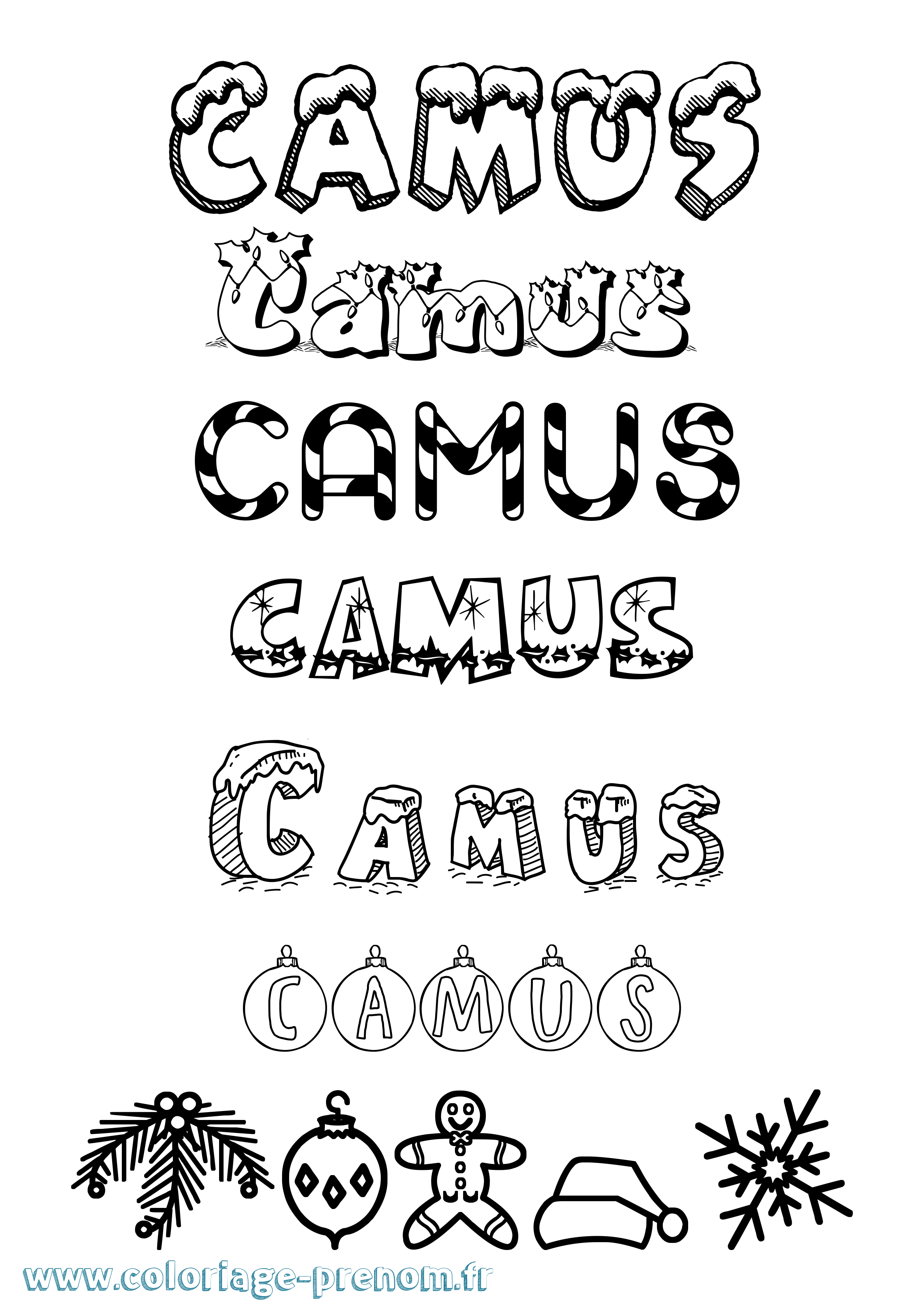 Coloriage prénom Camus Noël