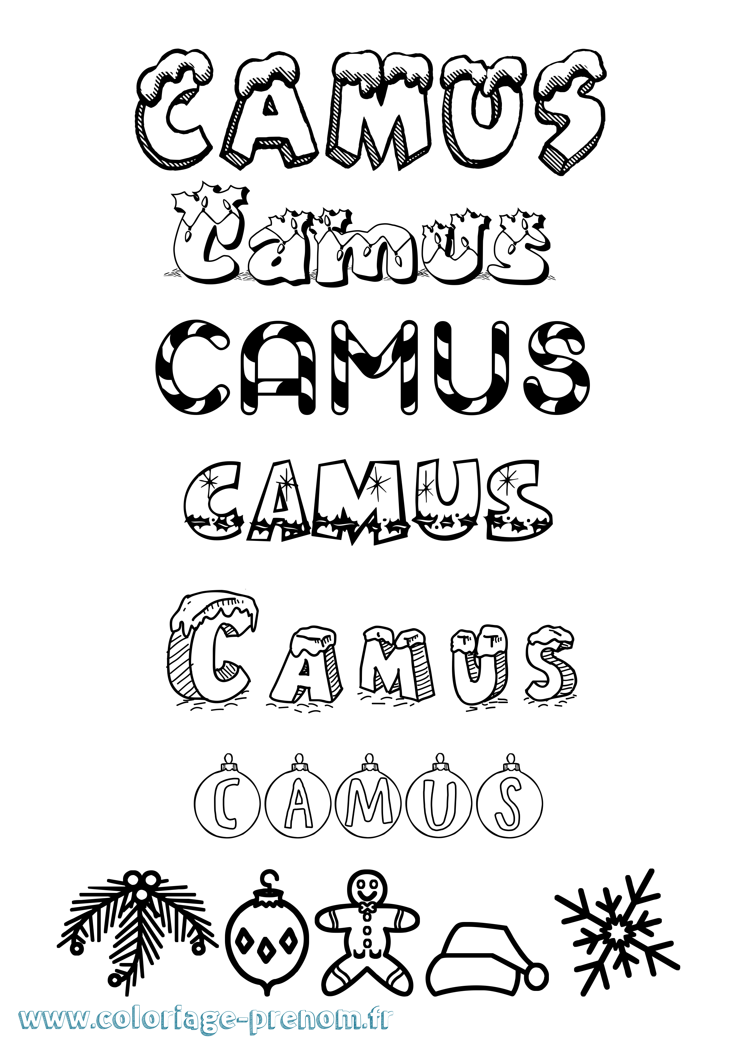 Coloriage Camus Noël Coloriage prénom Camus Noël