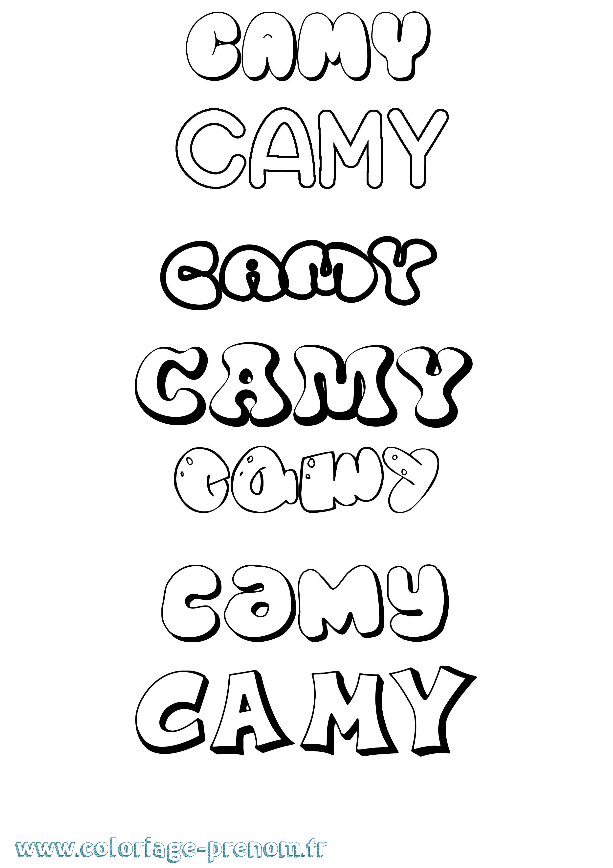 Coloriage prénom Camy Bubble