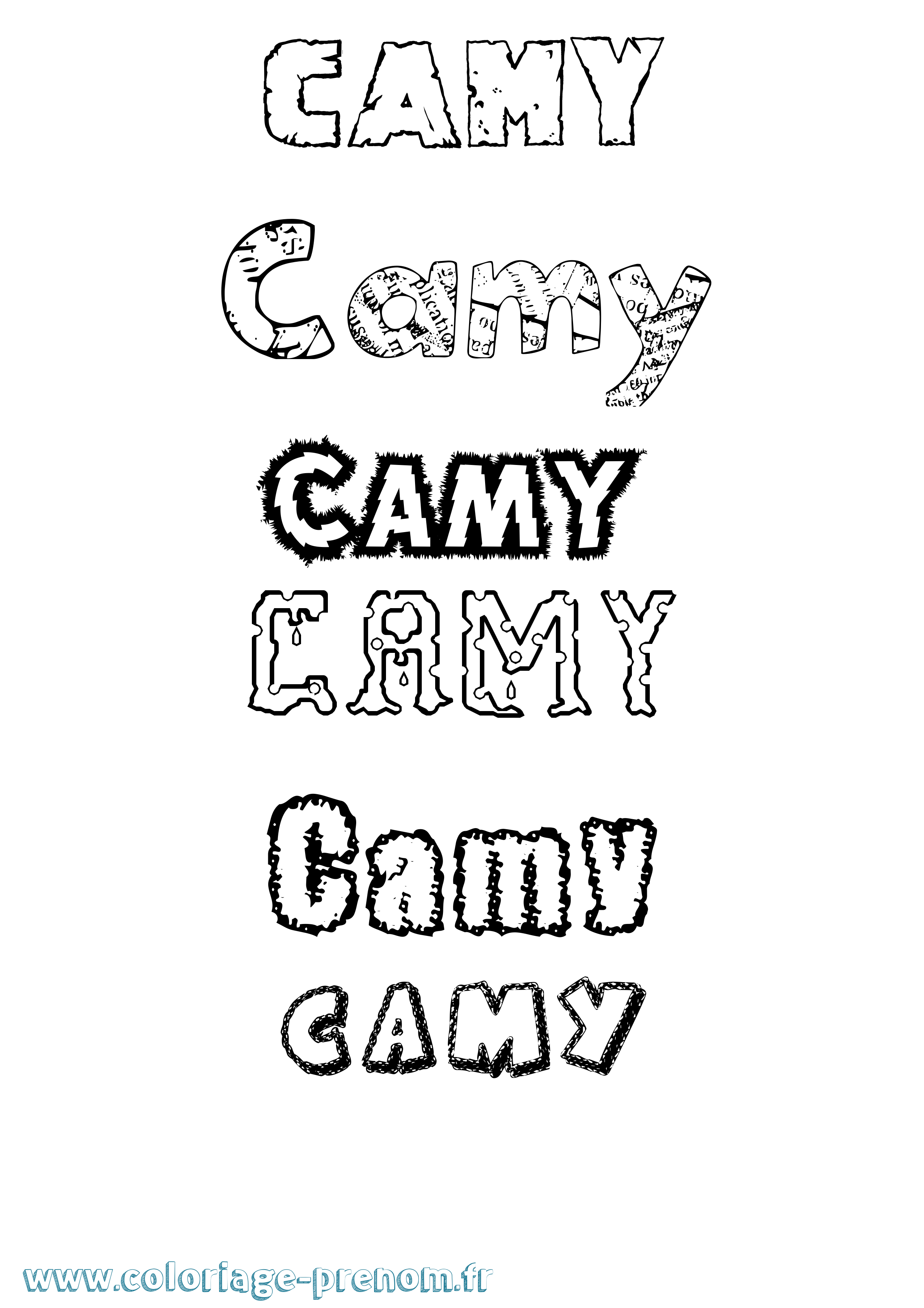 Coloriage prénom Camy Destructuré