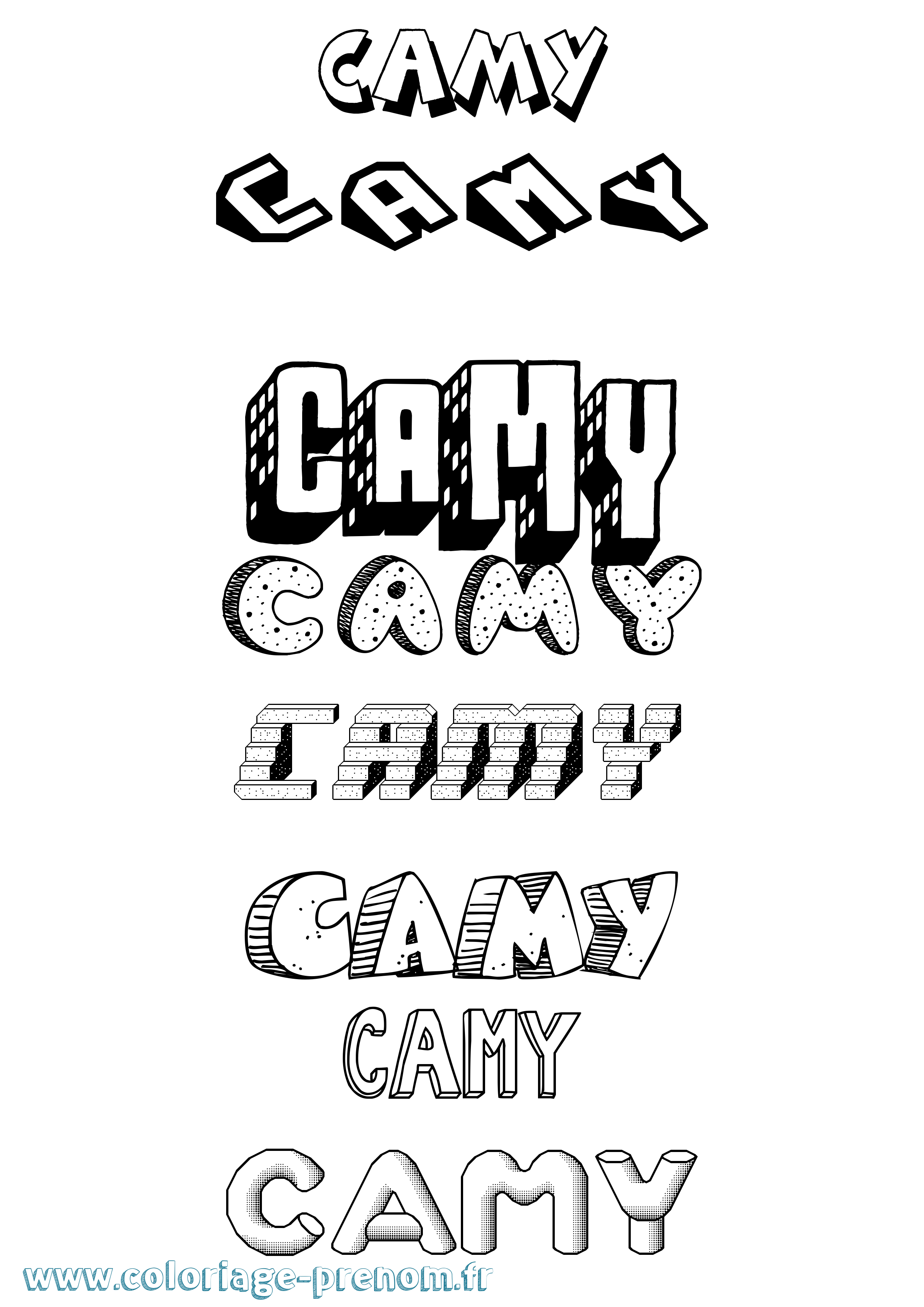 Coloriage Camy Effet 3D Coloriage prénom Camy Effet 3D