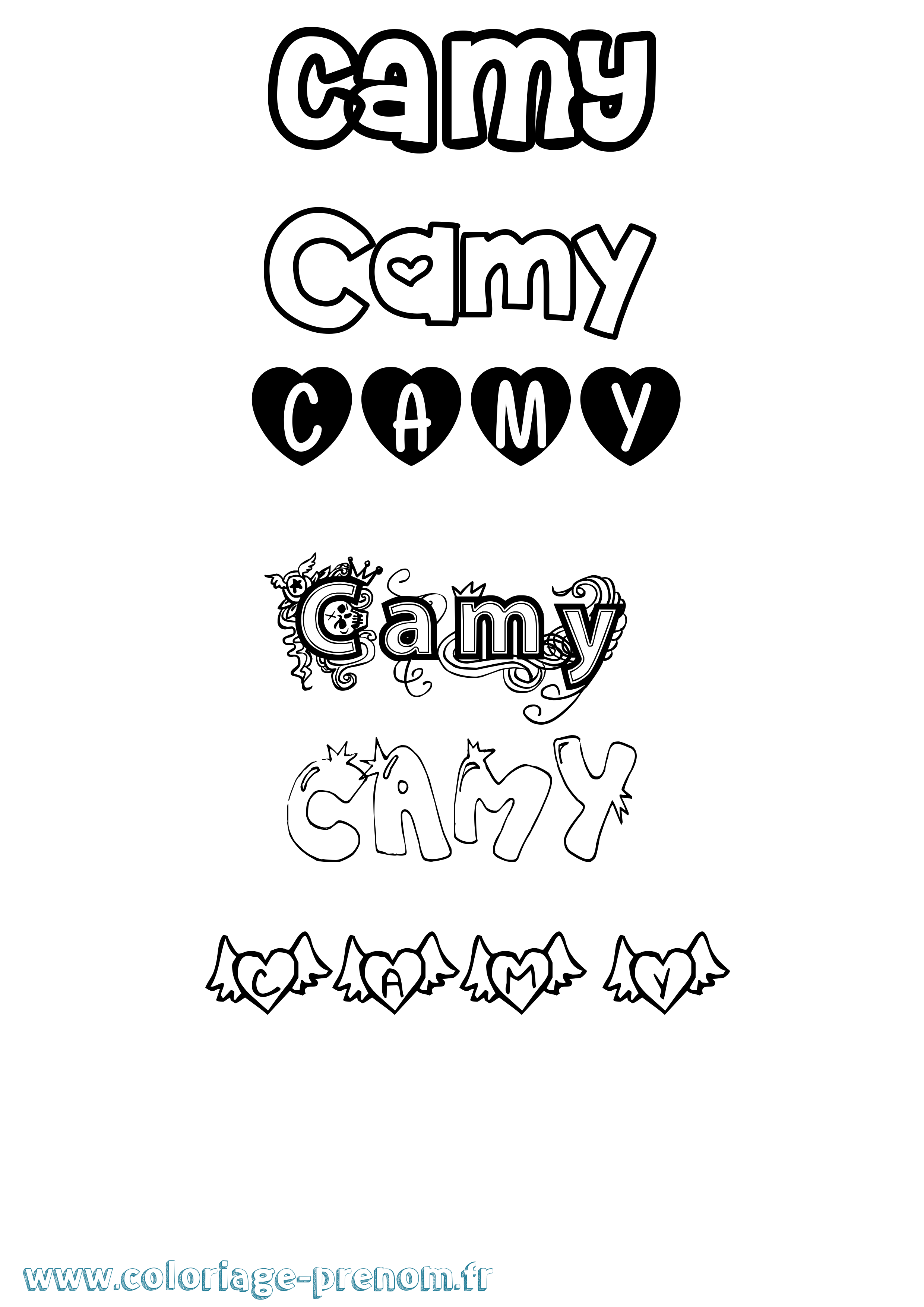 Coloriage prénom Camy Girly
