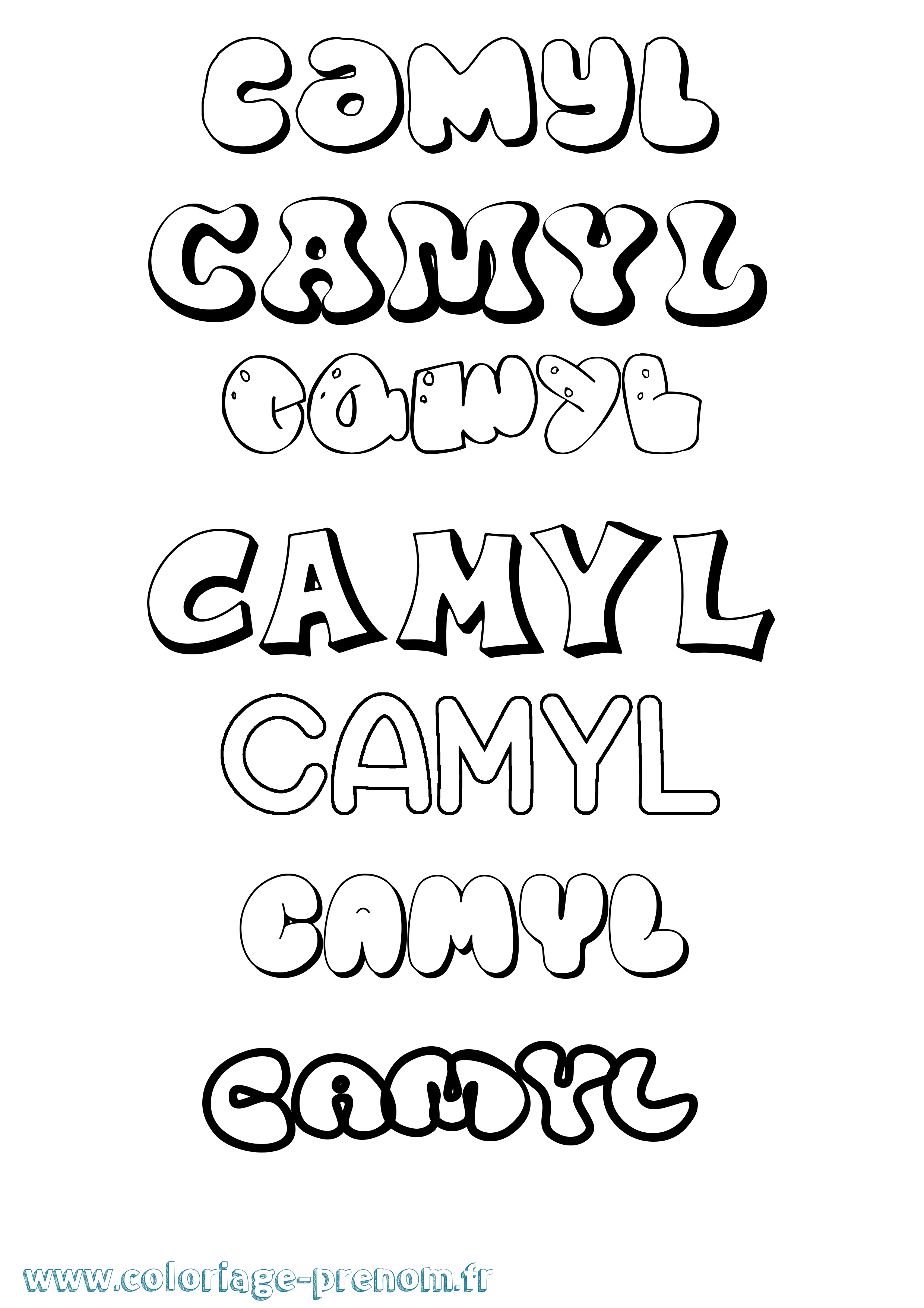 Coloriage Camyl Bubble Coloriage prénom Camyl Bubble