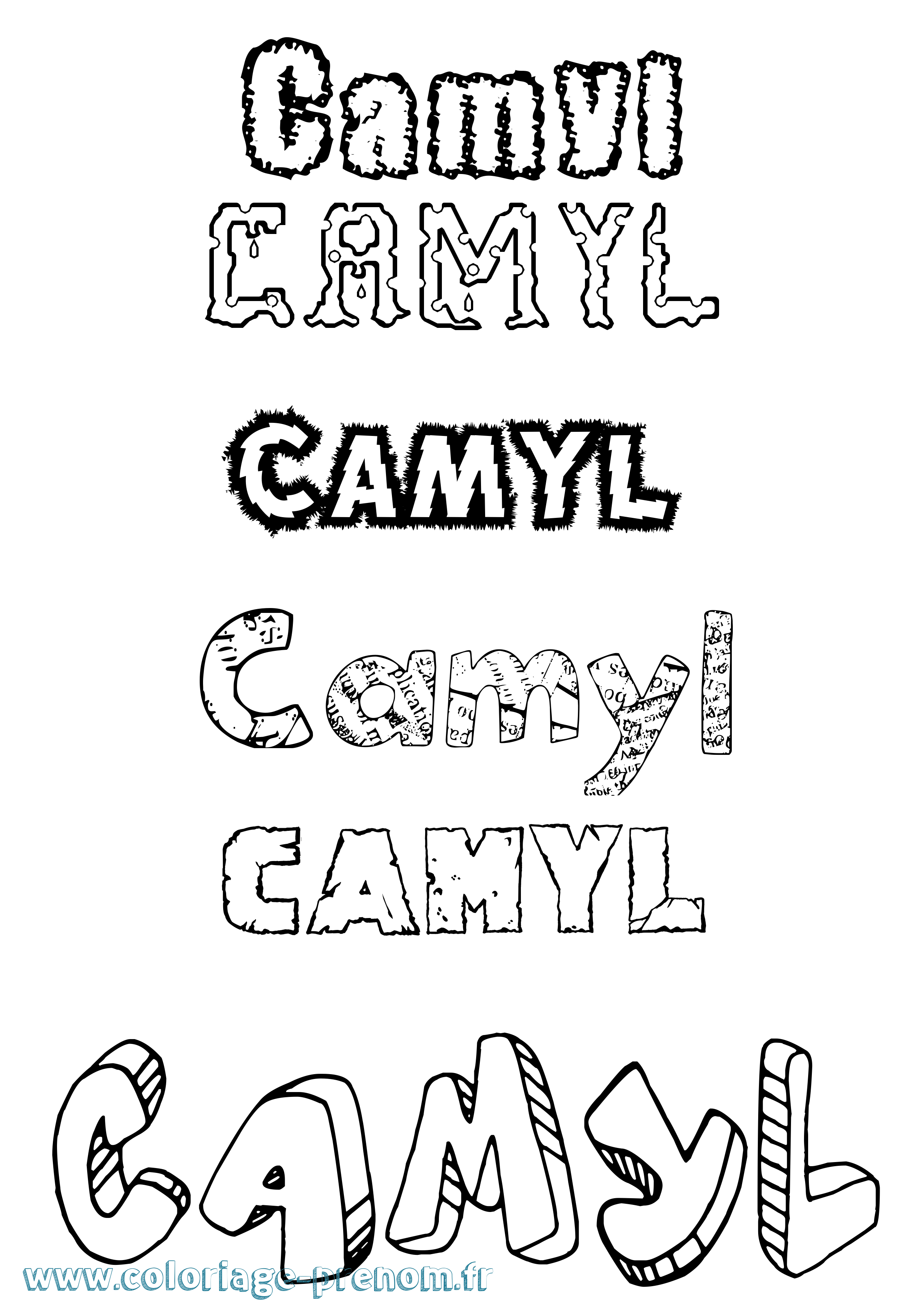 Coloriage Camyl Destructuré Coloriage prénom Camyl Destructuré