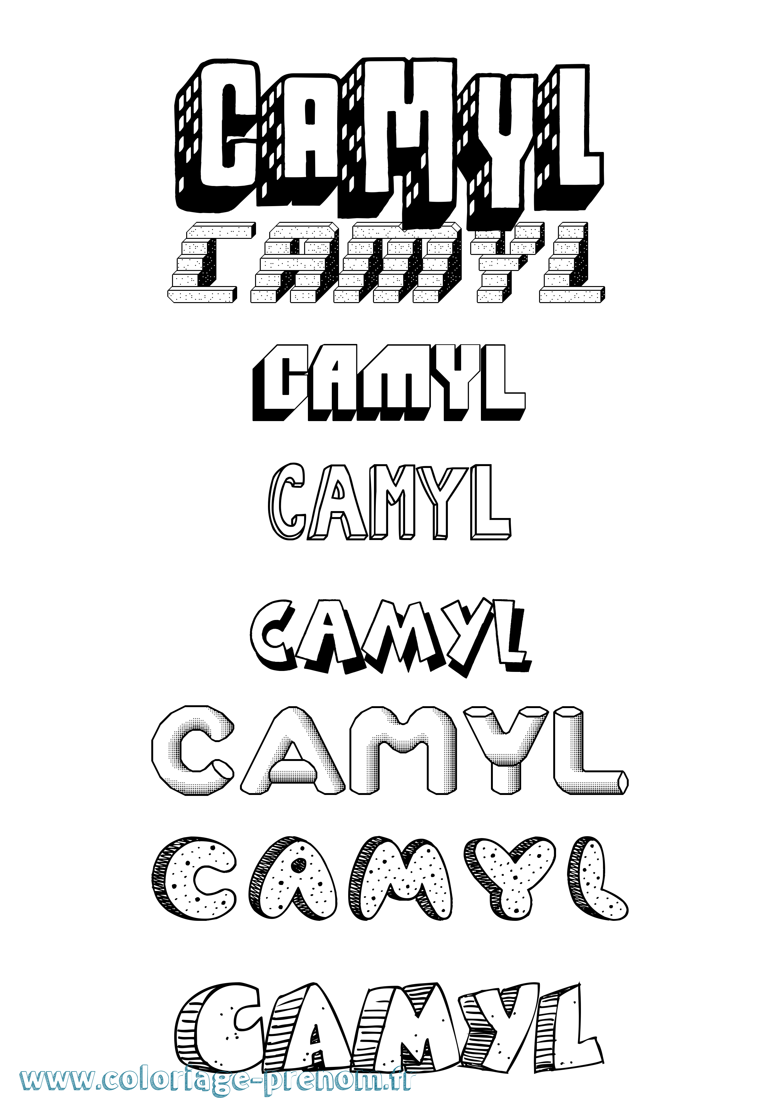 Coloriage prénom Camyl Effet 3D