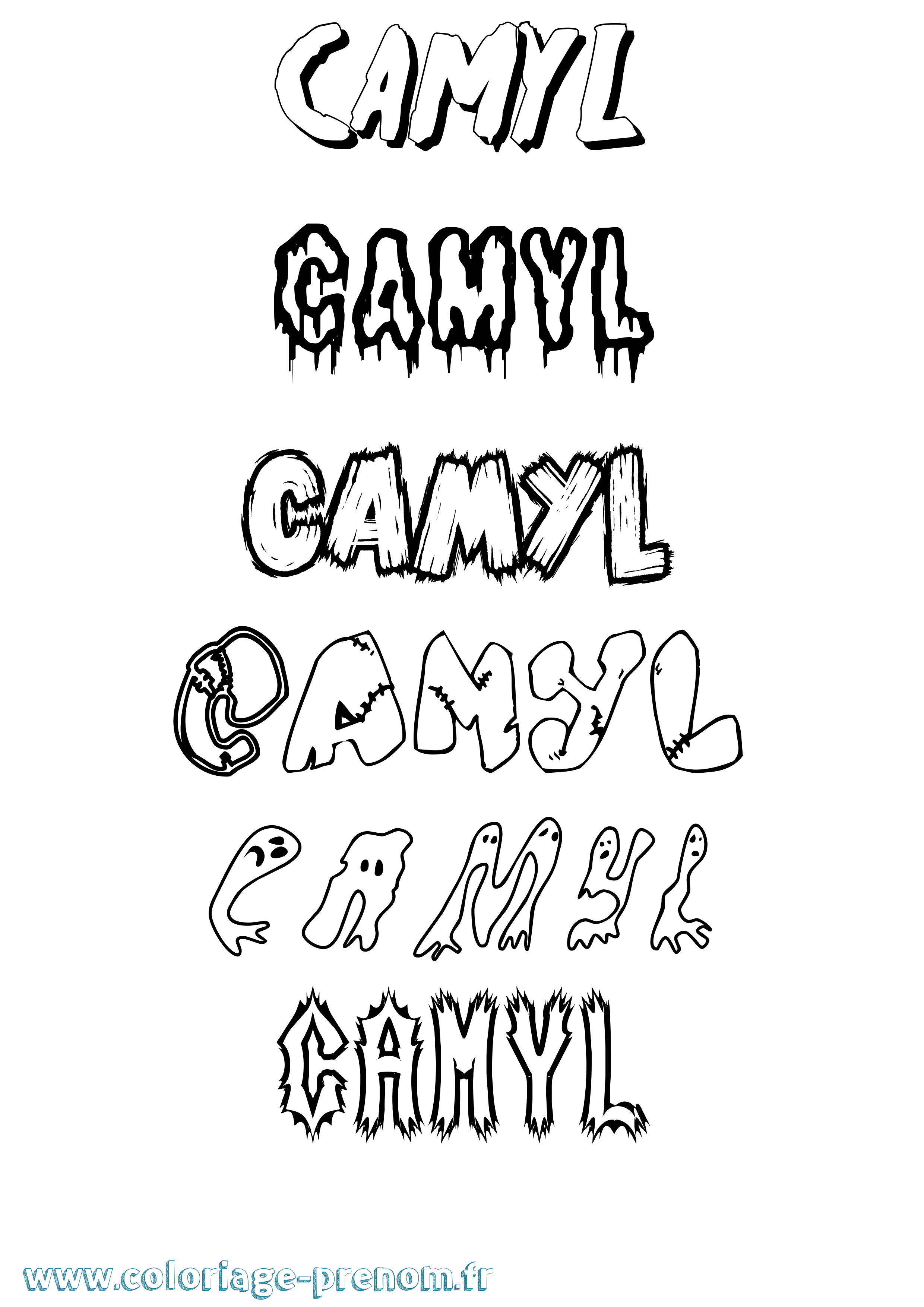 Coloriage prénom Camyl Frisson