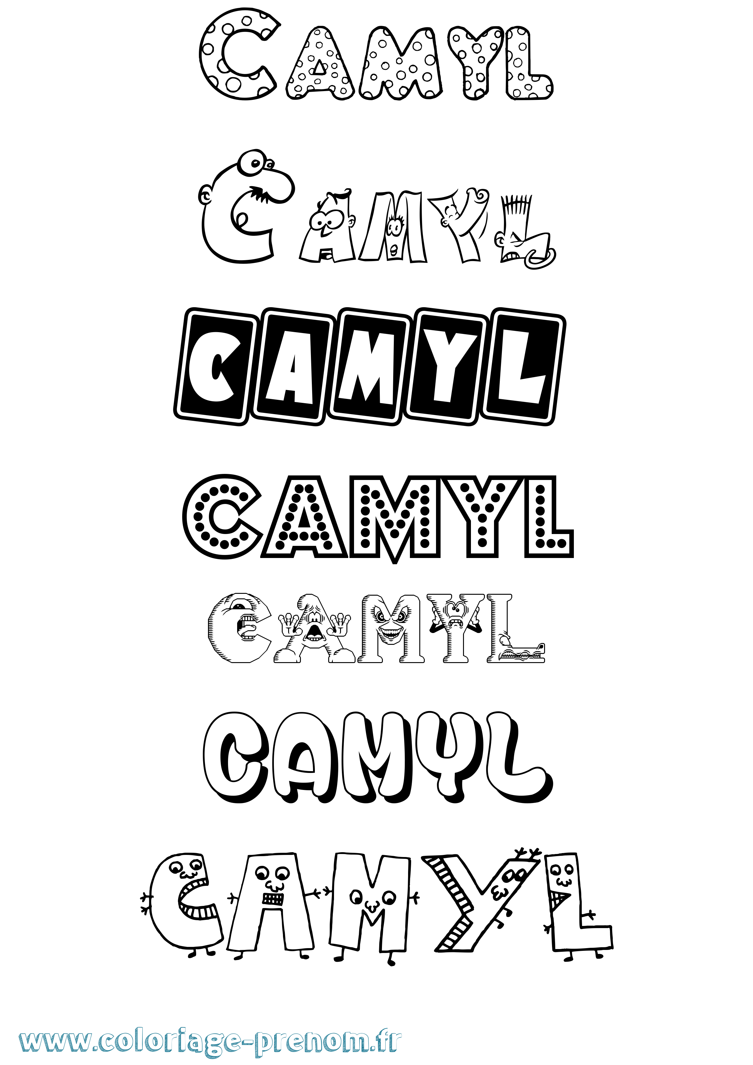 Coloriage prénom Camyl Fun
