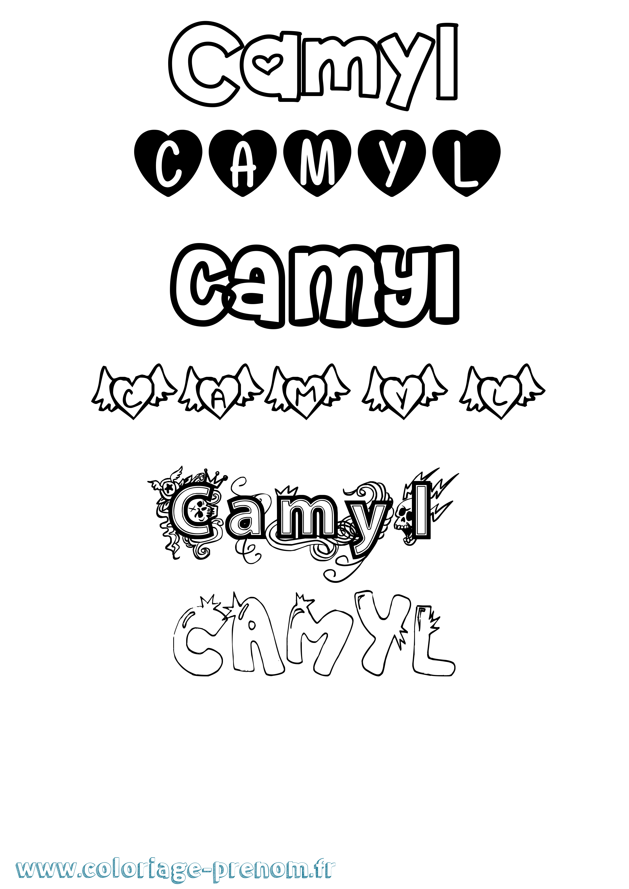 Coloriage prénom Camyl Girly