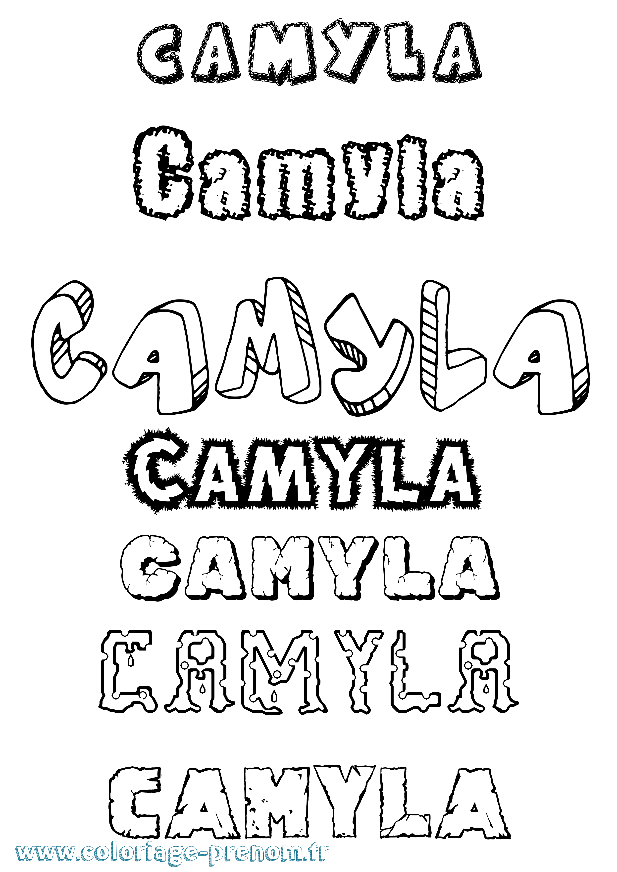 Coloriage prénom Camyla Destructuré