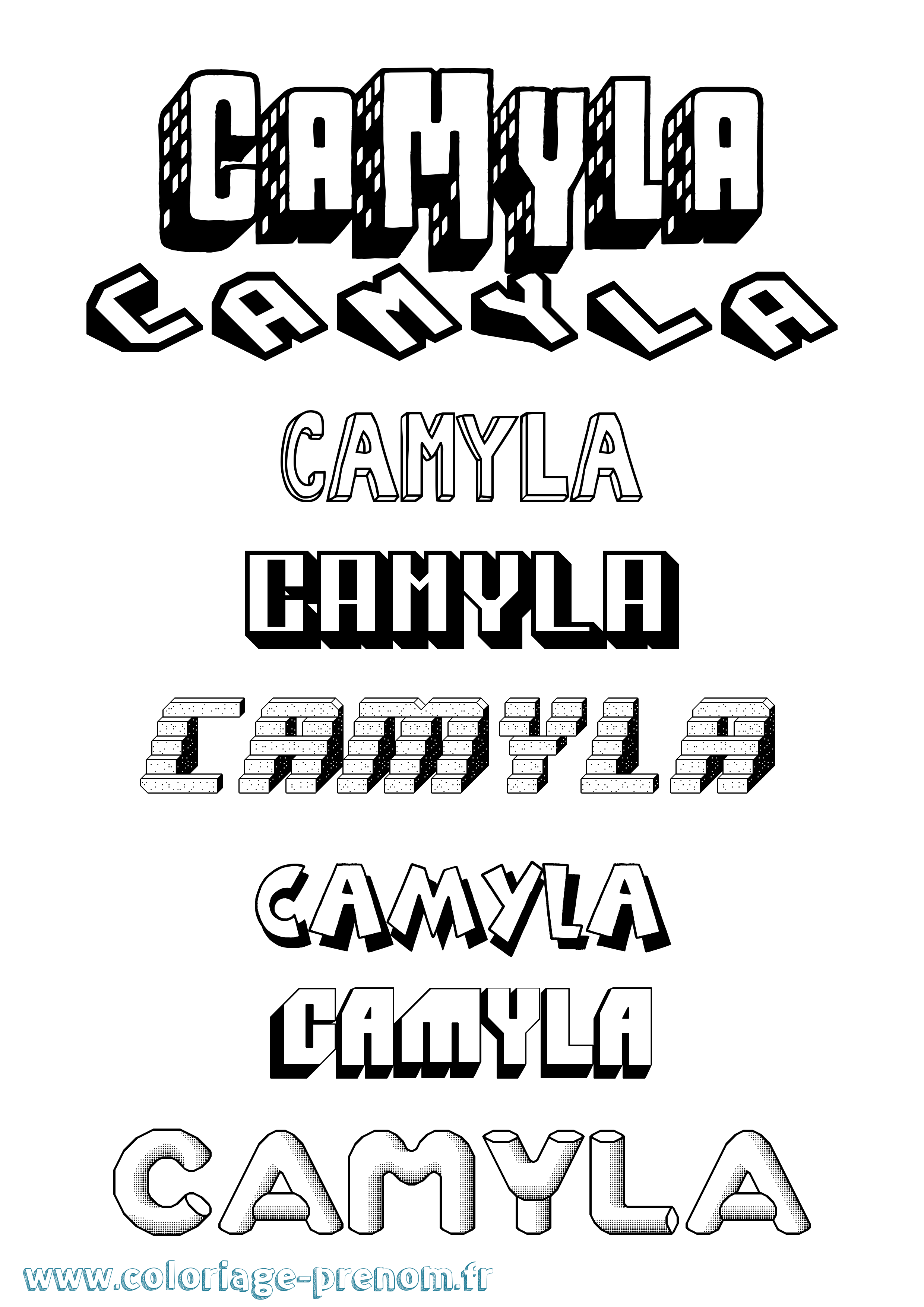 Coloriage prénom Camyla Effet 3D