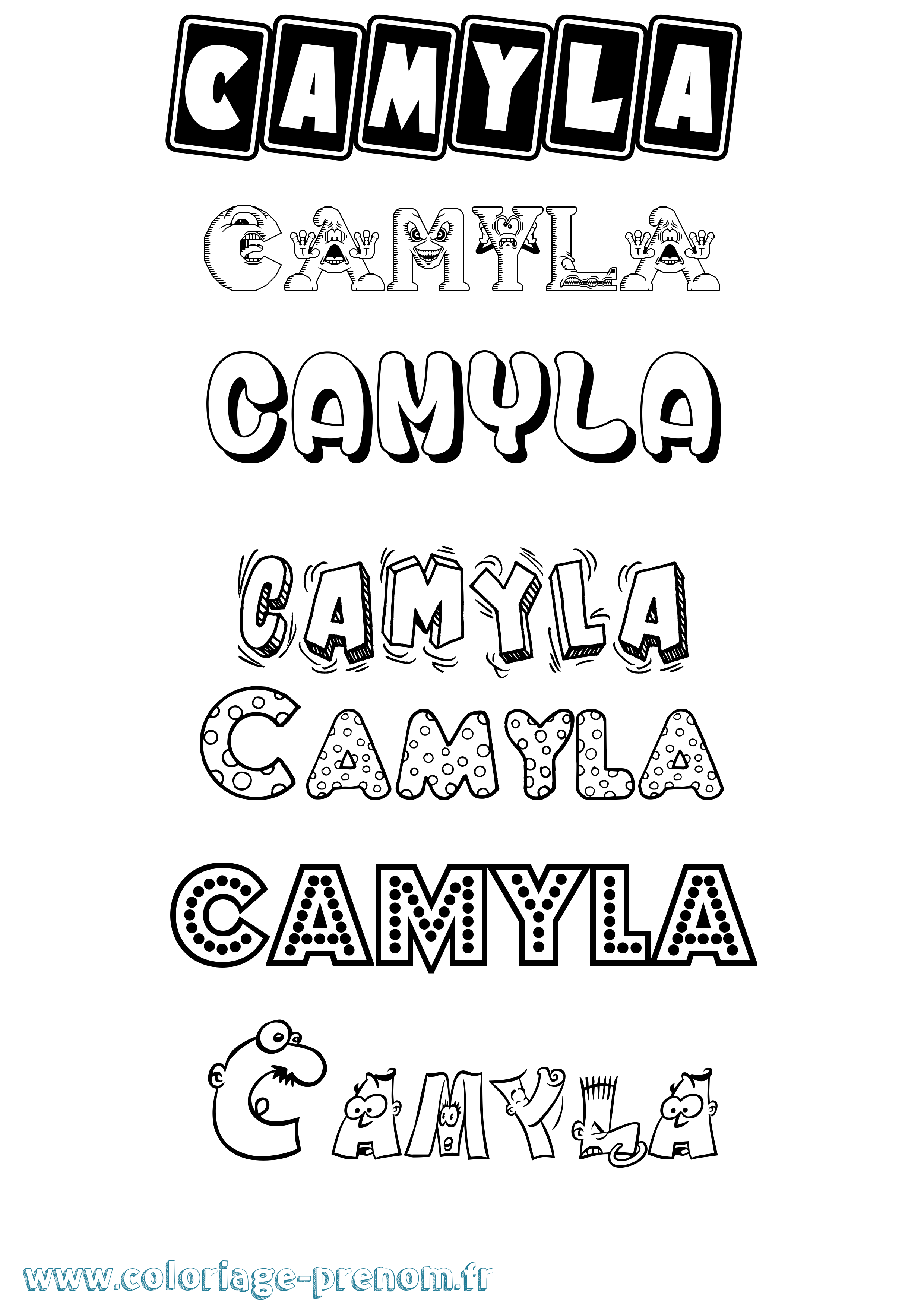 Coloriage prénom Camyla Fun