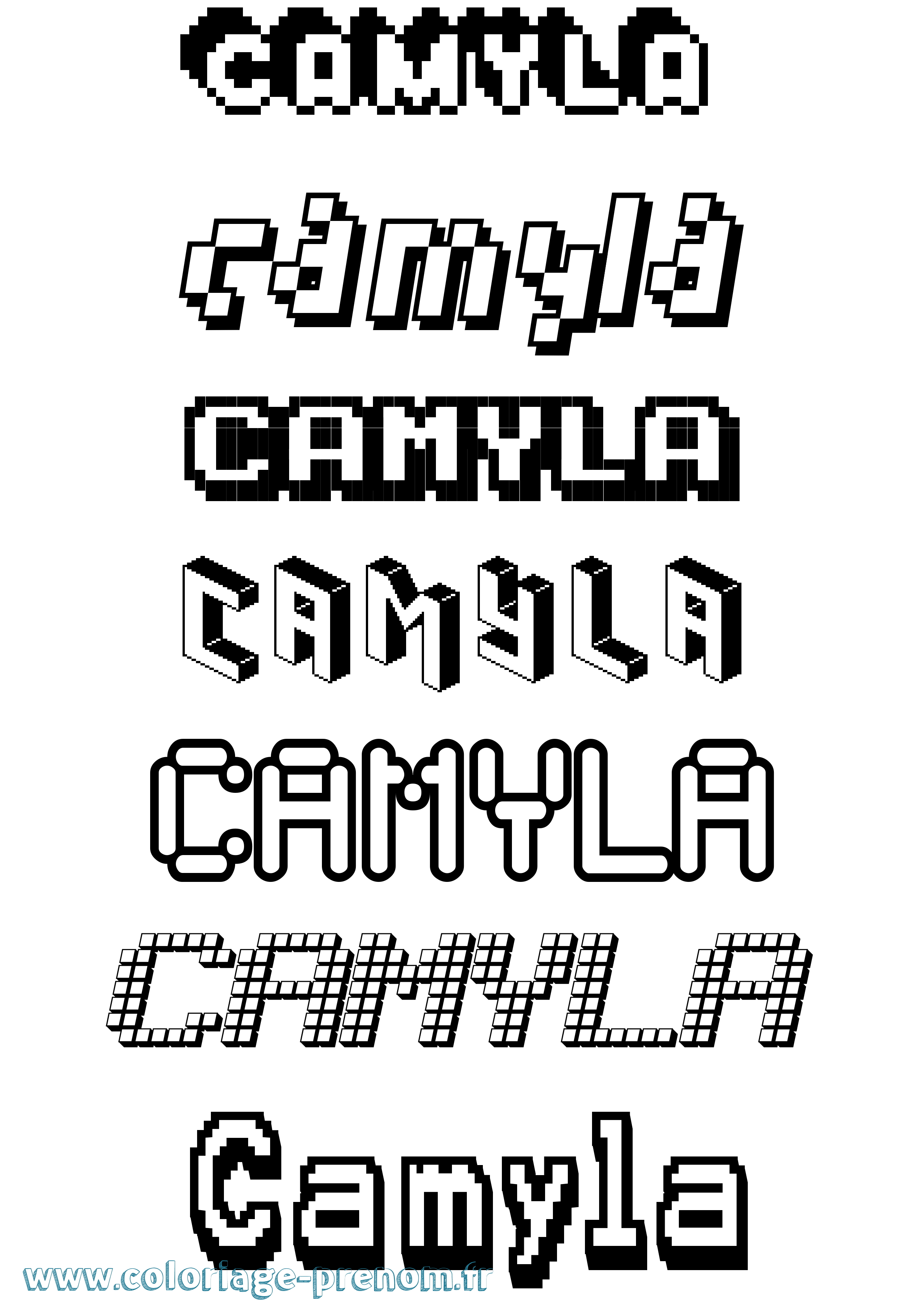 Coloriage prénom Camyla Pixel