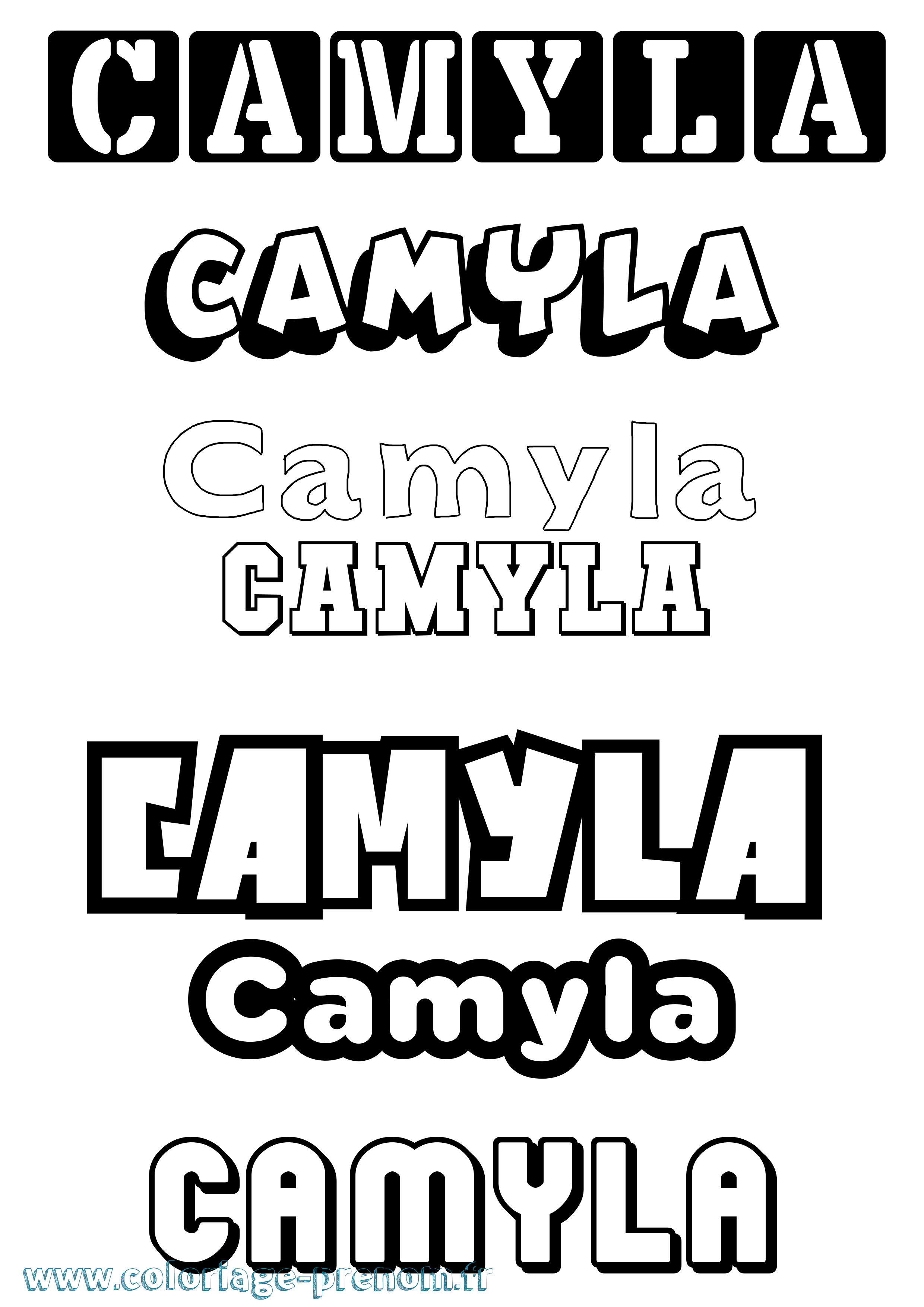 Coloriage prénom Camyla Simple