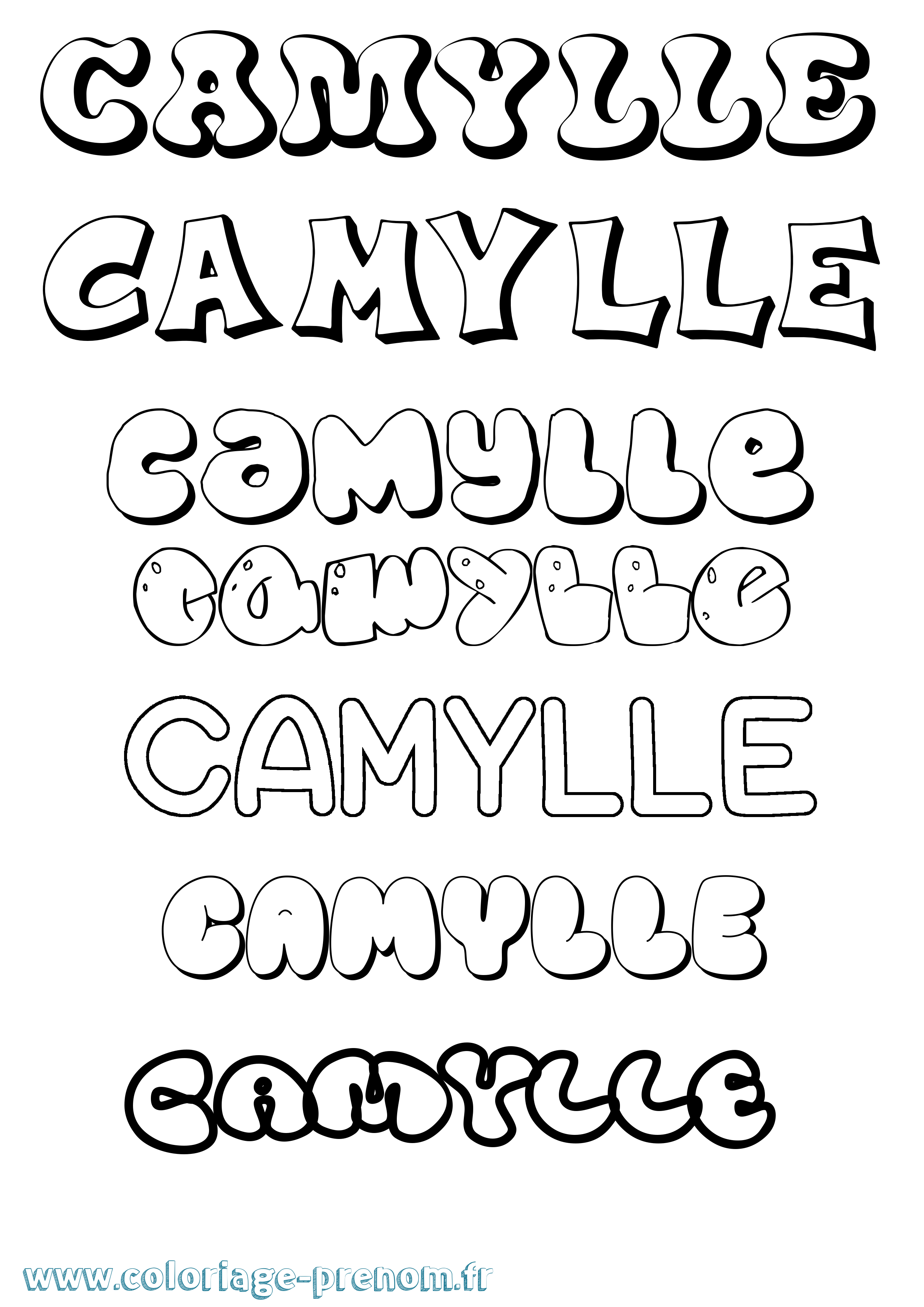 Coloriage Camylle Bubble Coloriage prénom Camylle Bubble